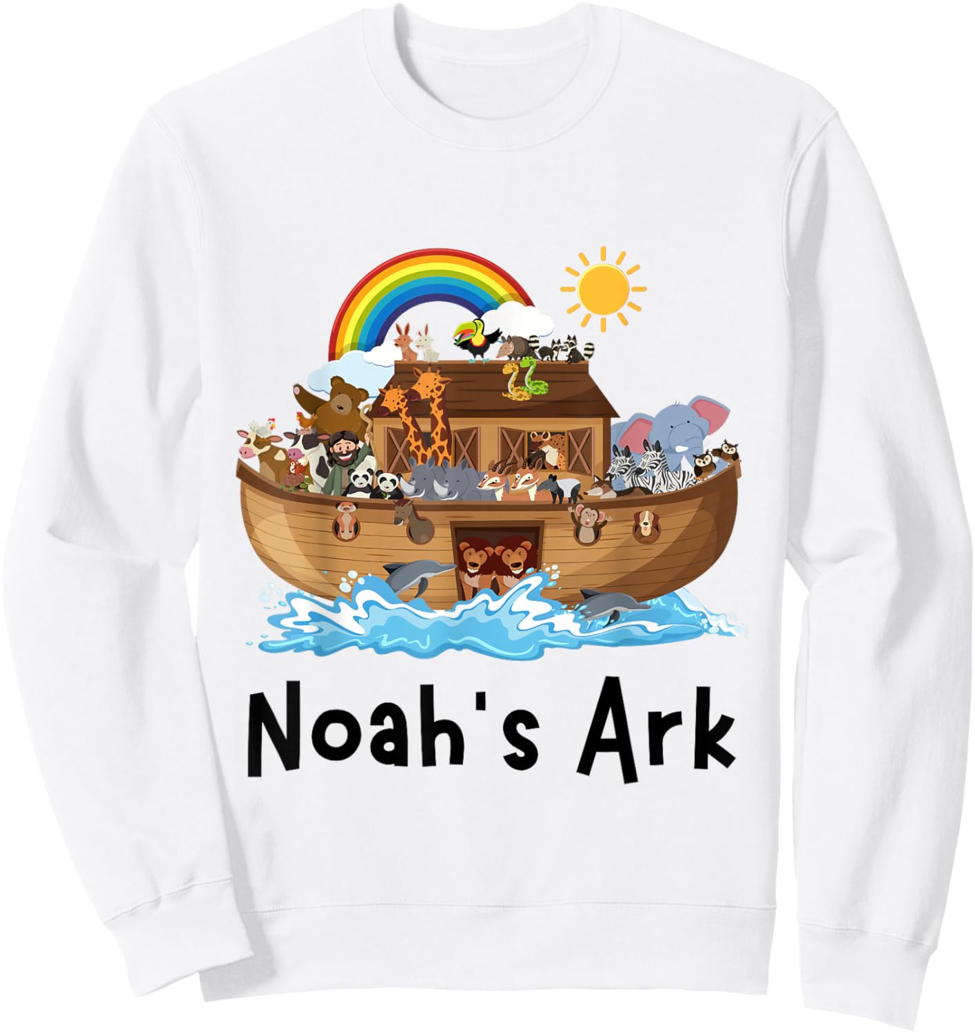 Christian Faith Noah's Ark Sunday School Student Rainbow Sweatshirt - Sweatshirt | White