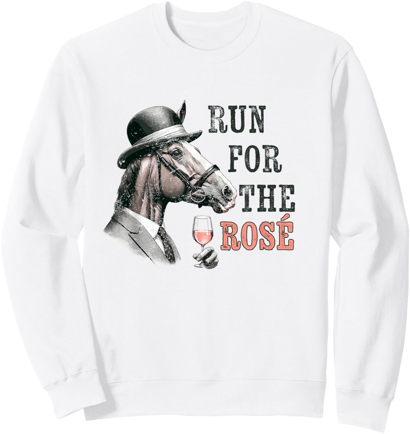 Dapper Derby Horse Sipping Rosé Wine Race Day Party Sweatshirt - Sweatshirt | White