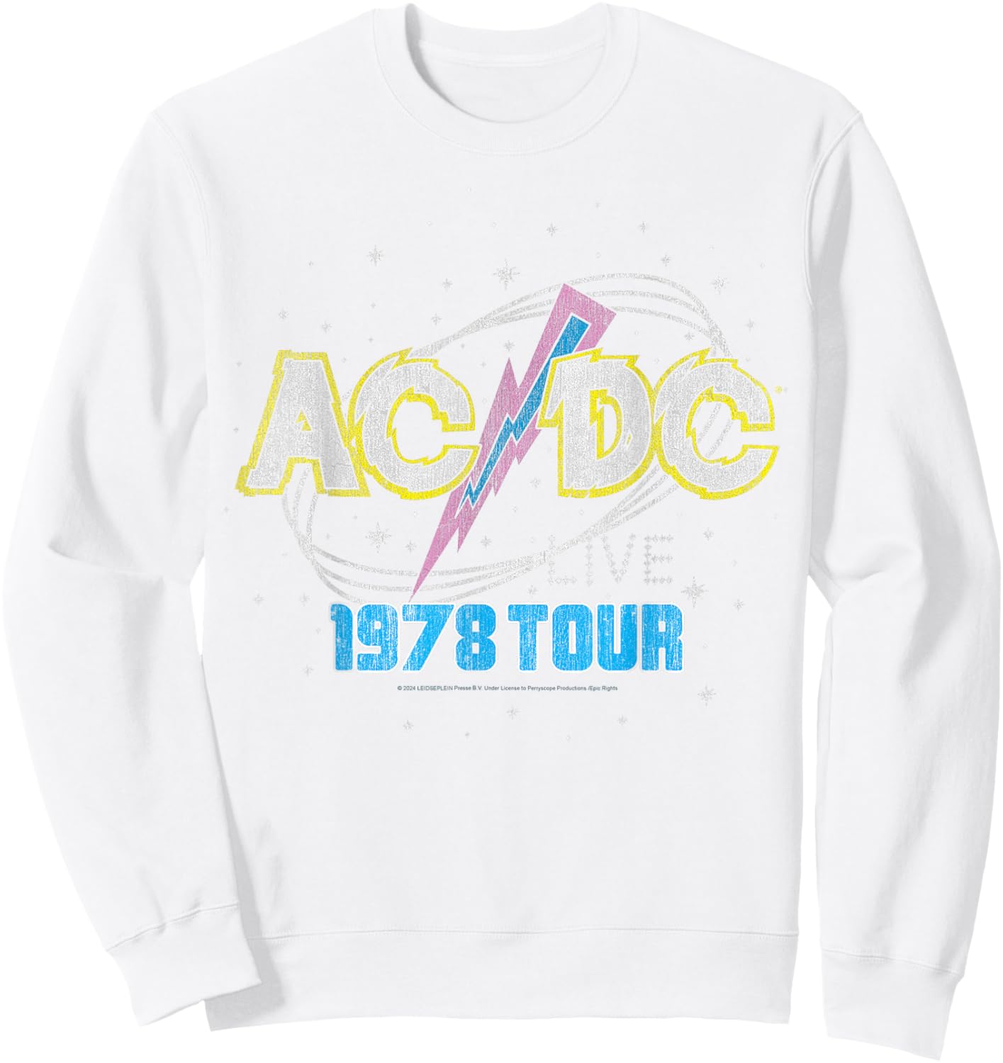 Official AC/DC Vintage Rock Tour 1978 Blue Sweatshirt - Sweatshirt | White