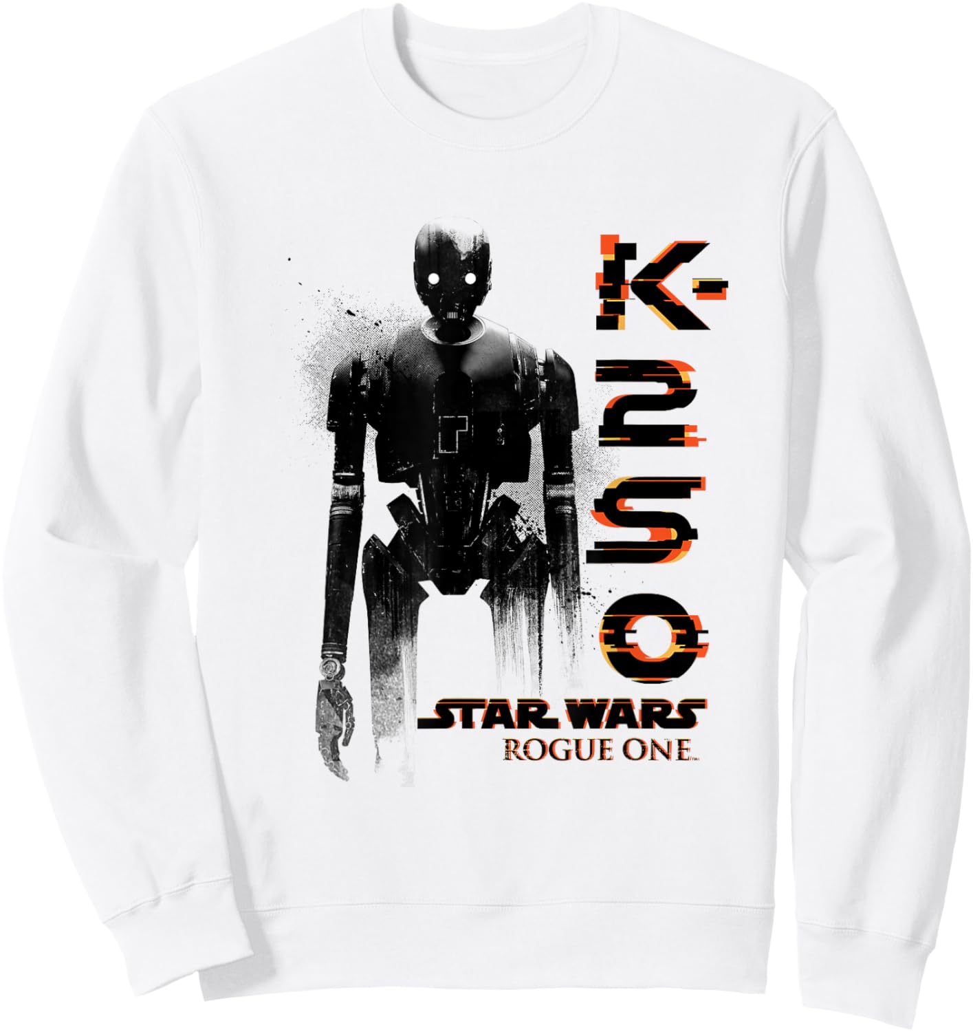 Star Wars Rogue One K-2SO Splat Paint Silhouette Chest Logo Sweatshirt - Sweatshirt | White