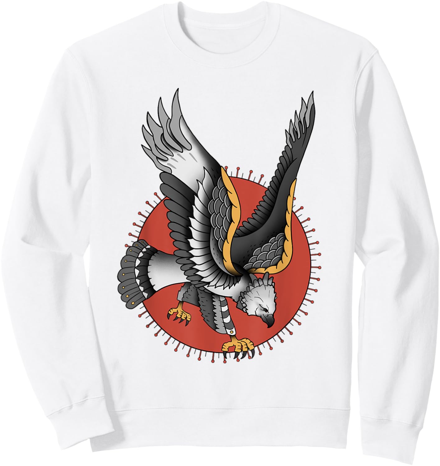 Vintage American Traditional Harpy Eagle Tattoo Sweatshirt - Sweatshirt | White