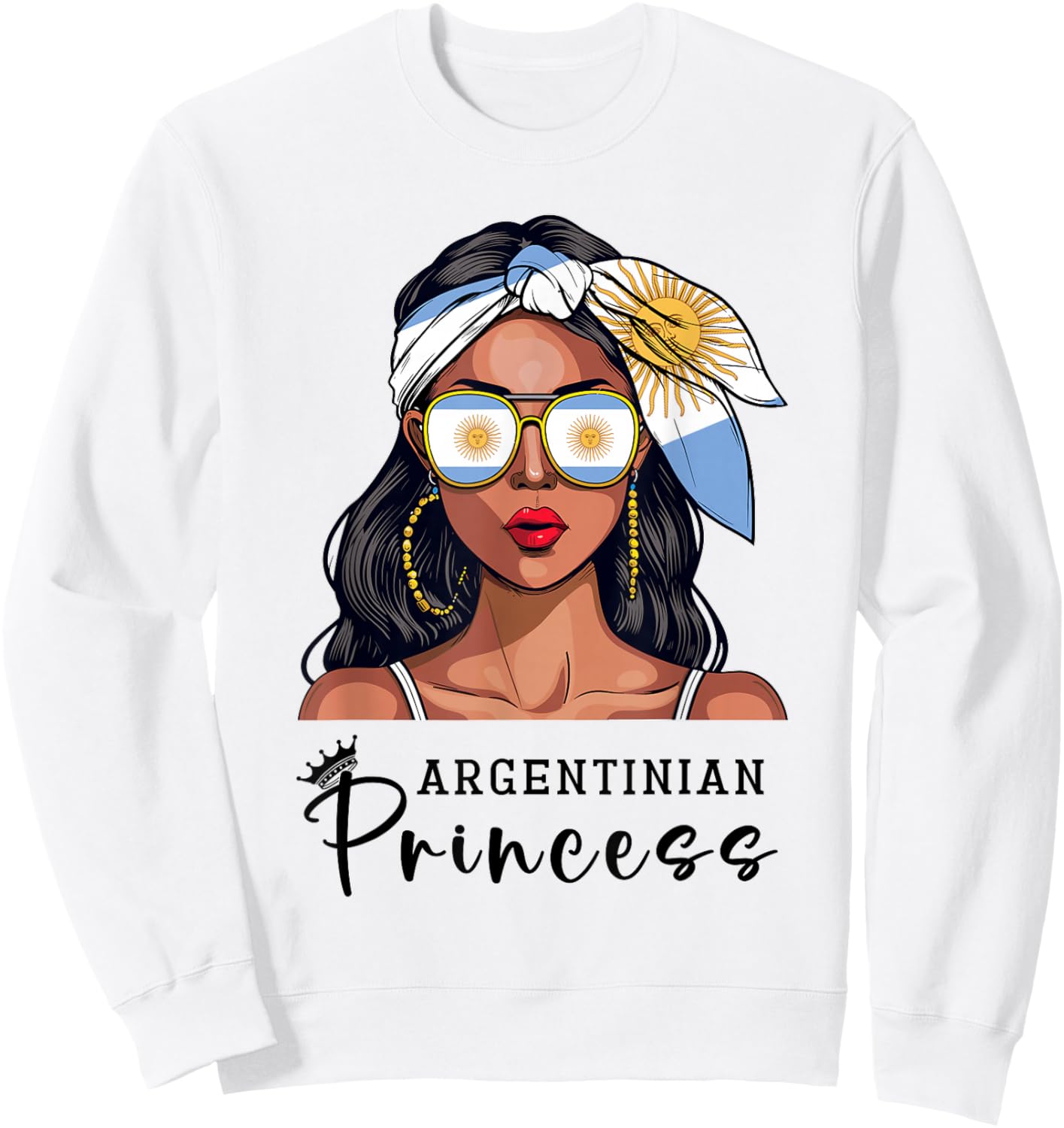 Argentinian Souvenirs Products Woman Flag Princess Argentina Sweatshirt - Sweatshirt | White