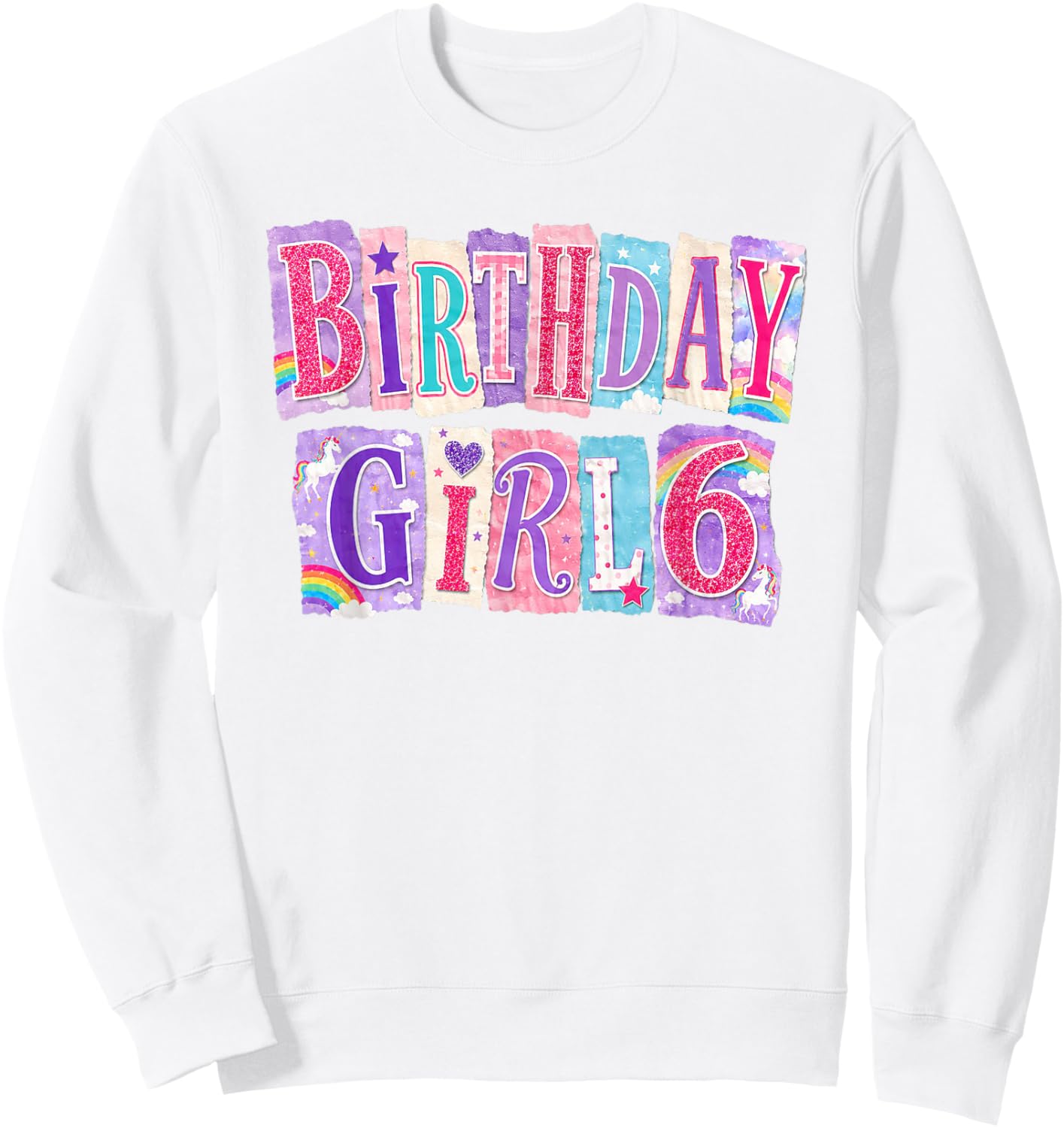 Cute Rainbow Pastel Magical Unicorn Party Birthday Girl 6th Sweatshirt - Sweatshirt | White