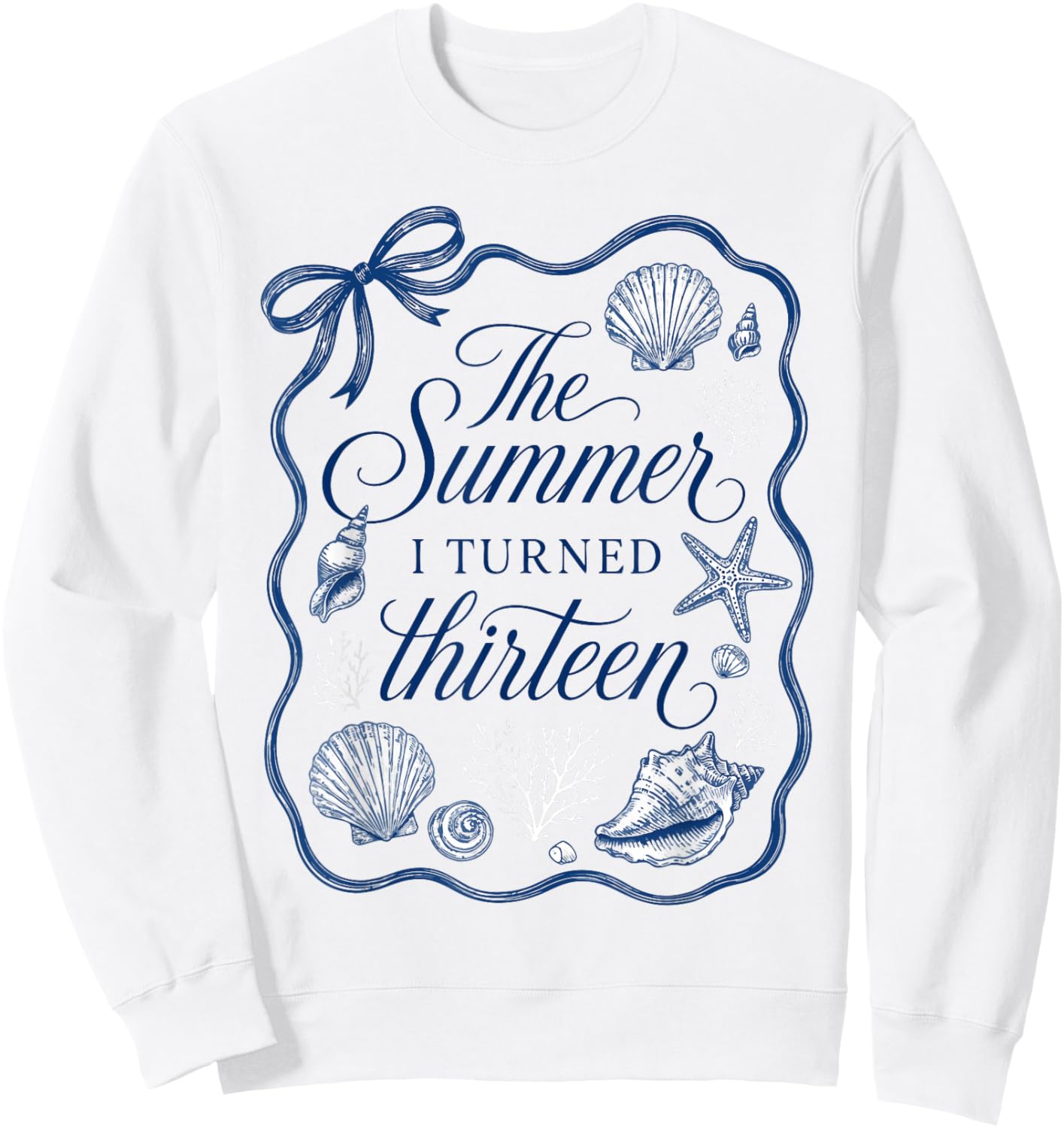 Summer I Turned Thirteen 13th Birthday Seashell Coastal Bow Sweatshirt - Sweatshirt | White