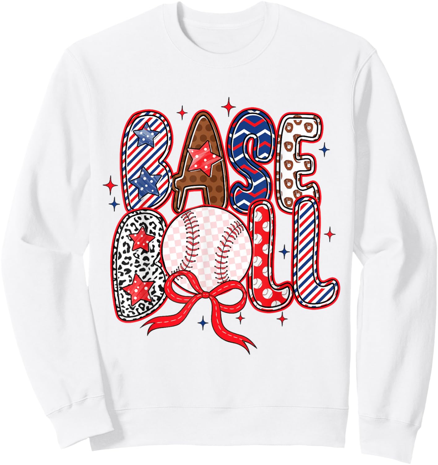 Coquette Bow Baseball Game Day Baseball Mom Mama Girls Kids Sweatshirt - Sweatshirt | White