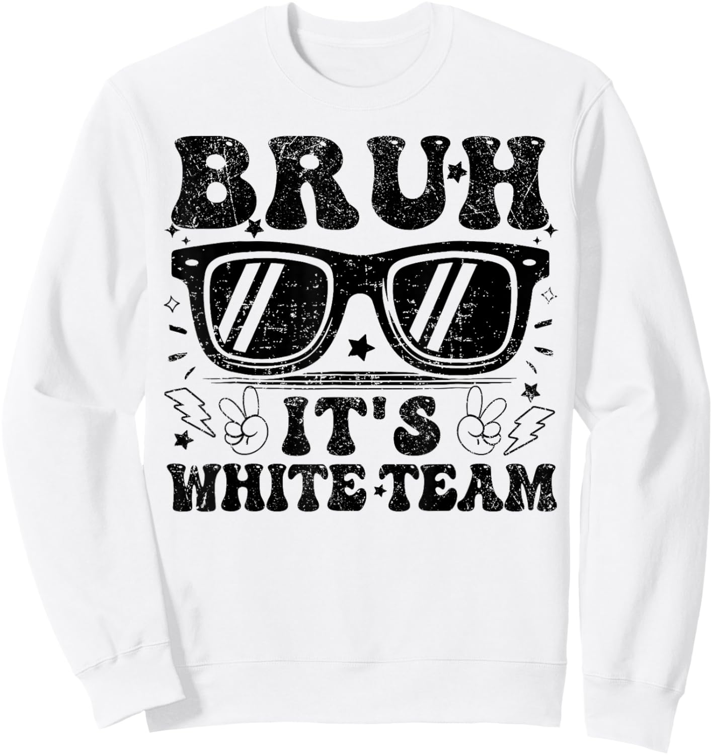Field Day Bruh It's White Team Teacher Boys Girls Peace Hand Sweatshirt - Sweatshirt | White