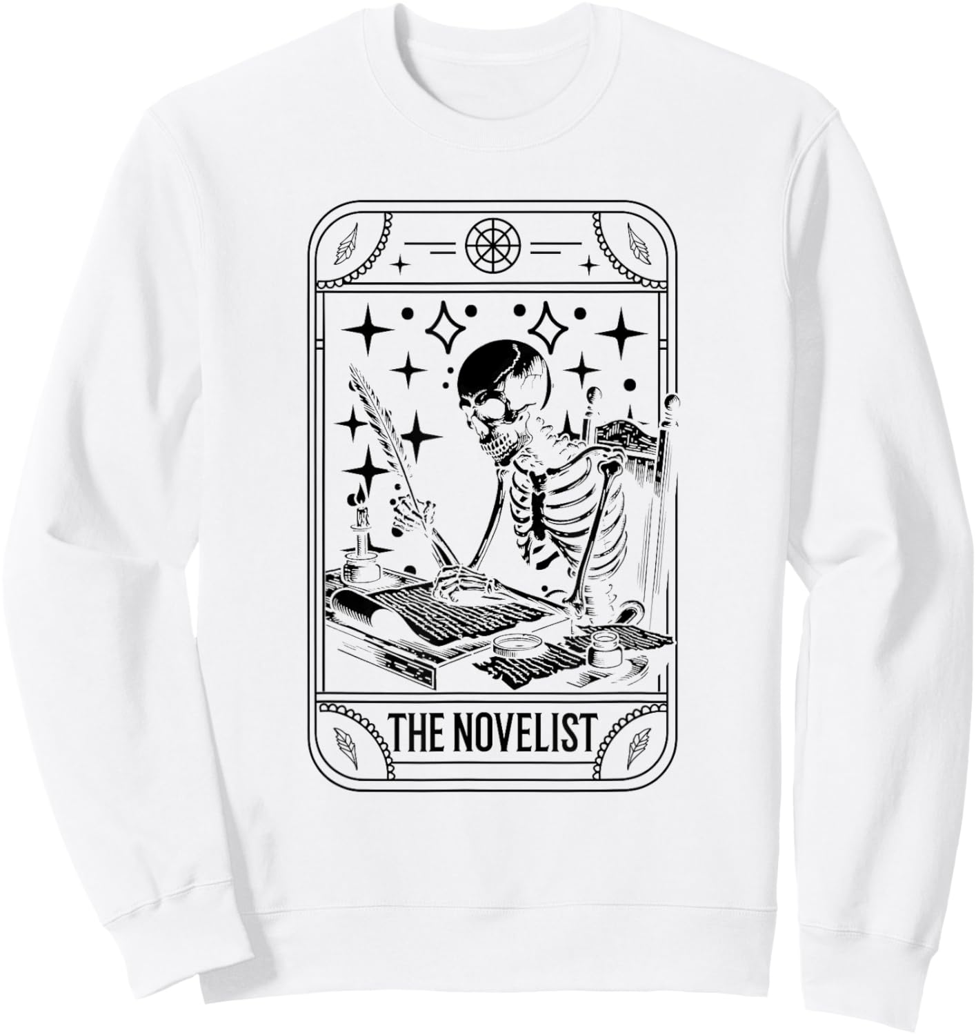 Writer Novelist Book Poetry - Author Skeleton Tarot Card Sweatshirt - Sweatshirt | White