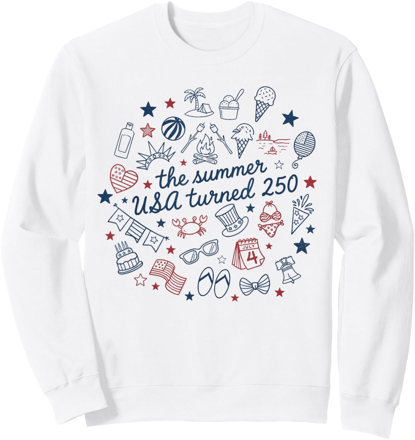 Funny The Summer USA Turns 250 1776-2026 4th of July Sweatshirt - Sweatshirt | White