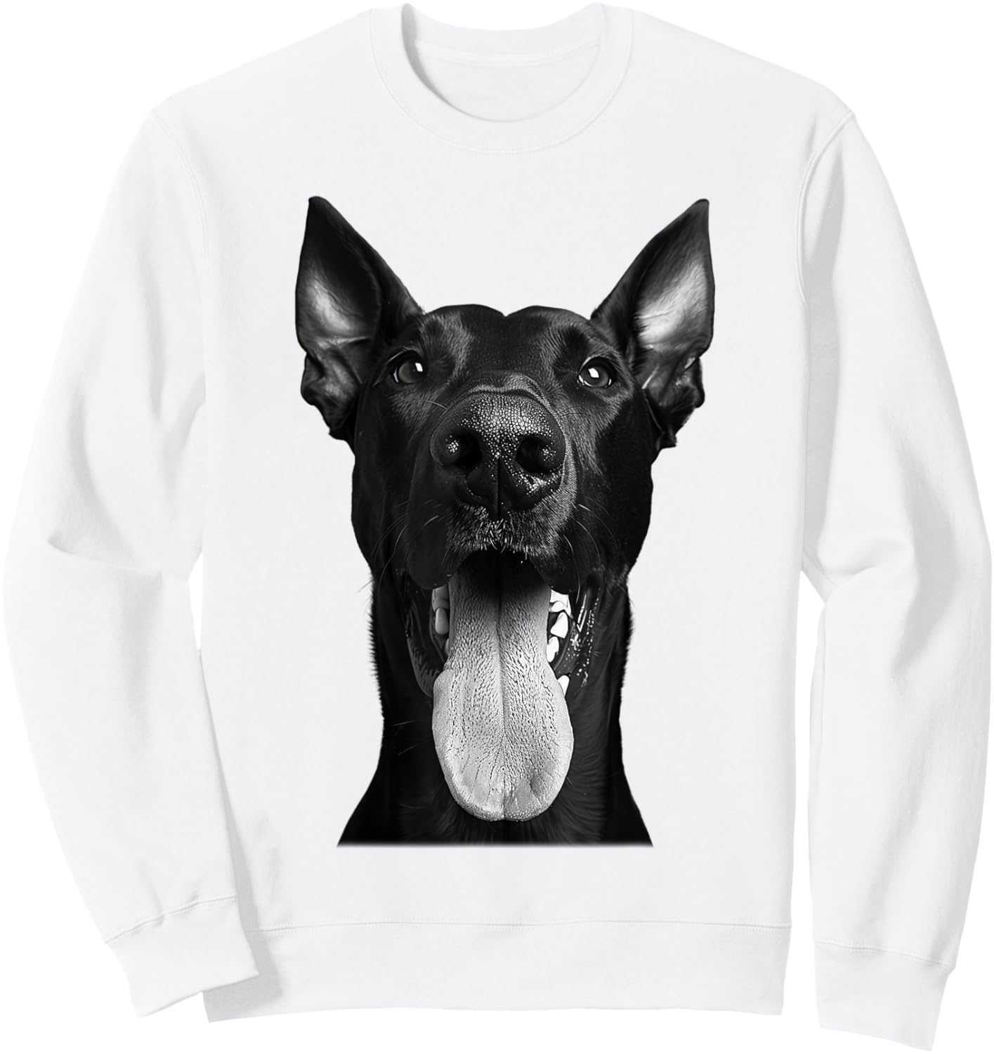 Cool Doberman Sticking Tongue Out Playful Defiance Sweatshirt - Sweatshirt | White