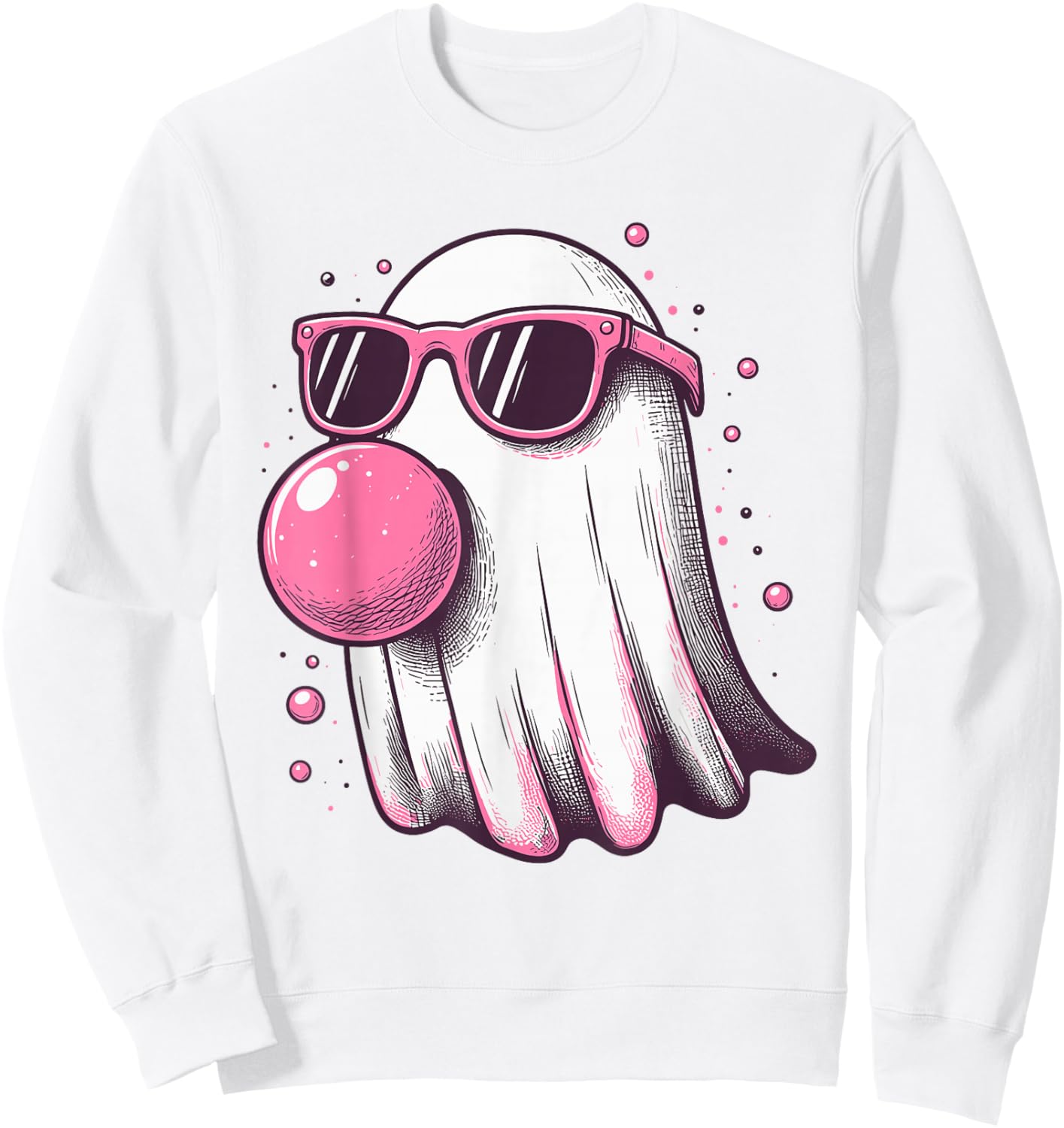 Ghost Bubble Gum Sunglasses Happy Halloween Boo Men Women Sweatshirt - Sweatshirt | White