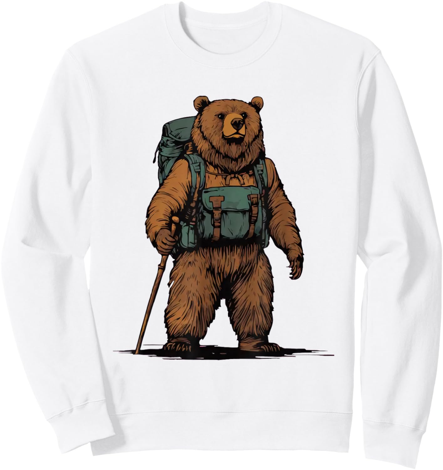 Grizzly Backpacker Mountain Forest Wildlife Camping Hiking Sweatshirt - Sweatshirt | White