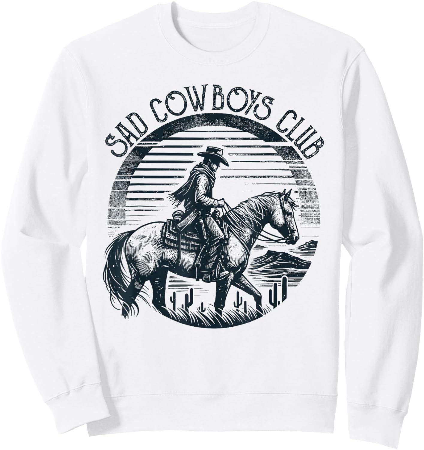 Retro Sad Cowboys Club, Sad Country Music Style Enthusiast Sweatshirt - Sweatshirt | White