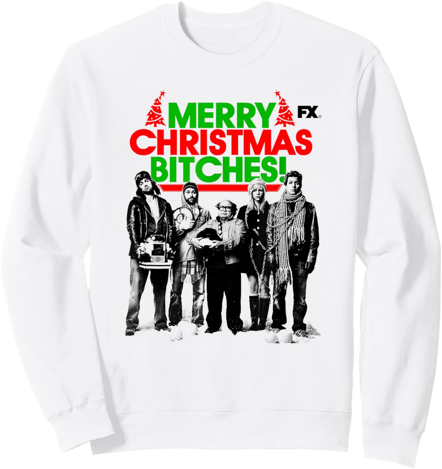 It's Always Sunny Merry Christmas from The Gang Holiday Sweatshirt - Sweatshirt | White