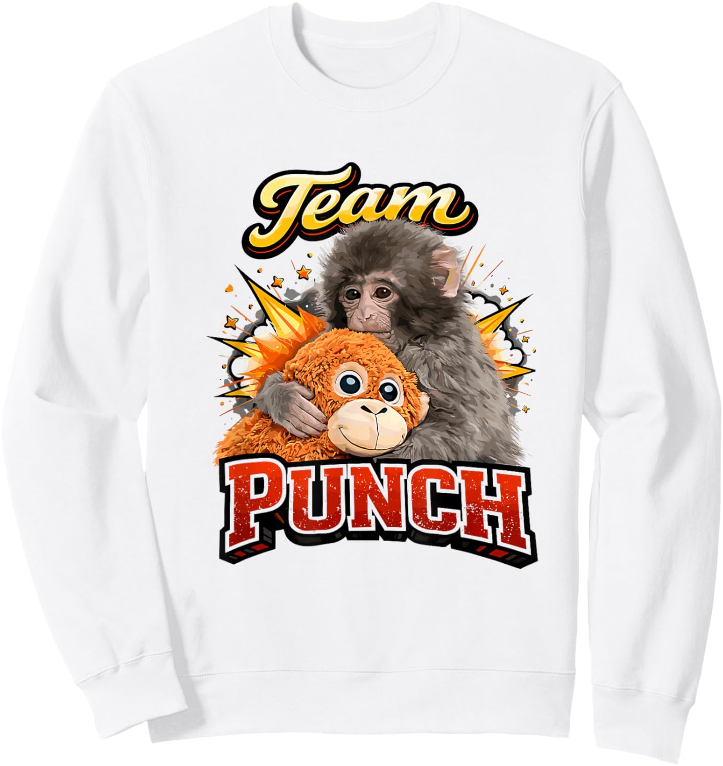 Team Punch Funny Monkey Trend Animal Supporter Sweatshirt - Sweatshirt | White