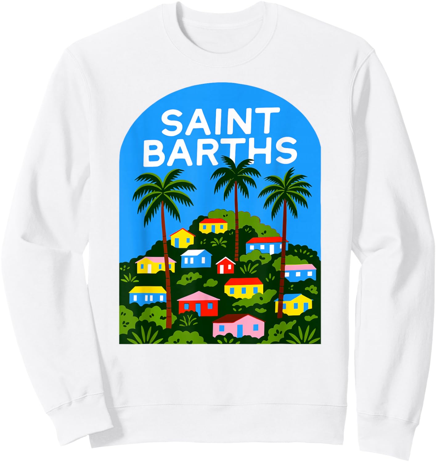 Saint Barths Retro Caribbean Island Travel Vibe Sweatshirt - Sweatshirt | White