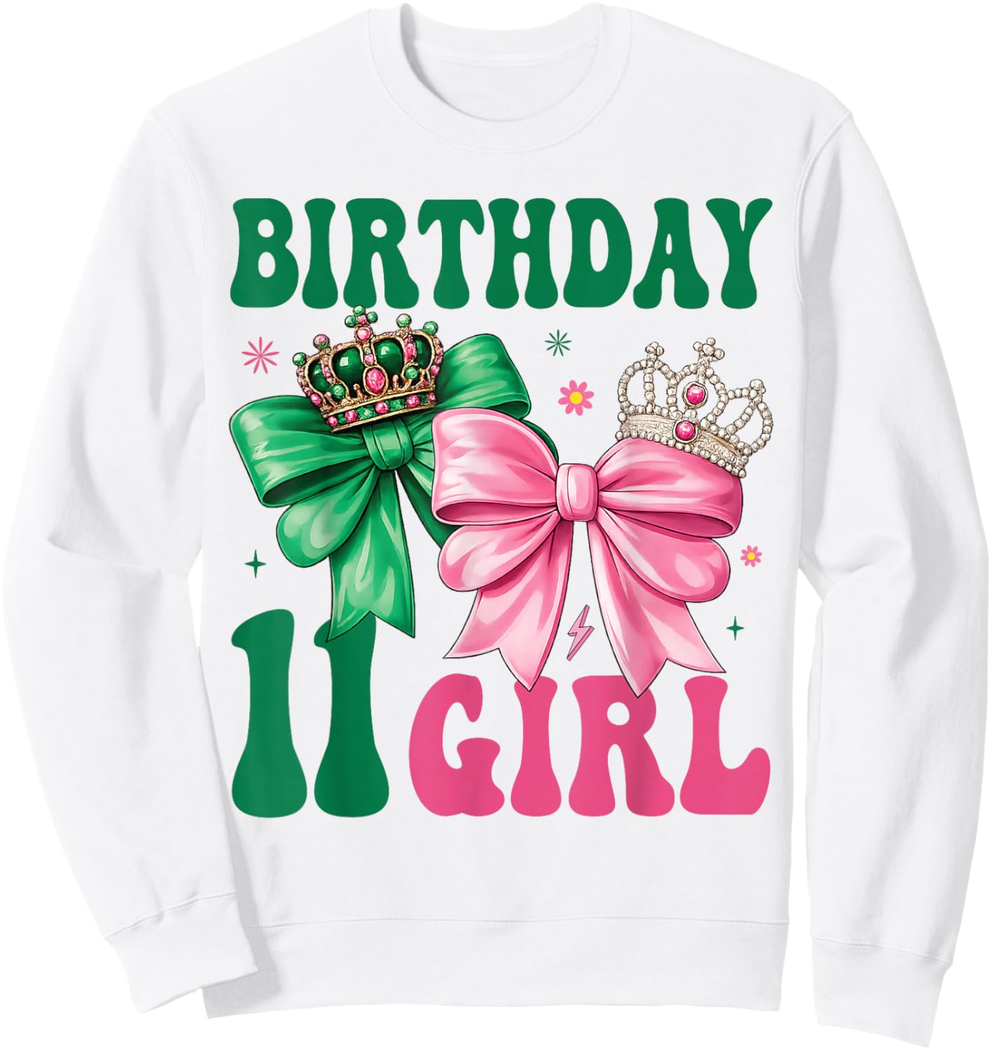 11th Birthday Girl Its My 11th Birthday Pink Coquette Bow Sweatshirt - Sweatshirt | White