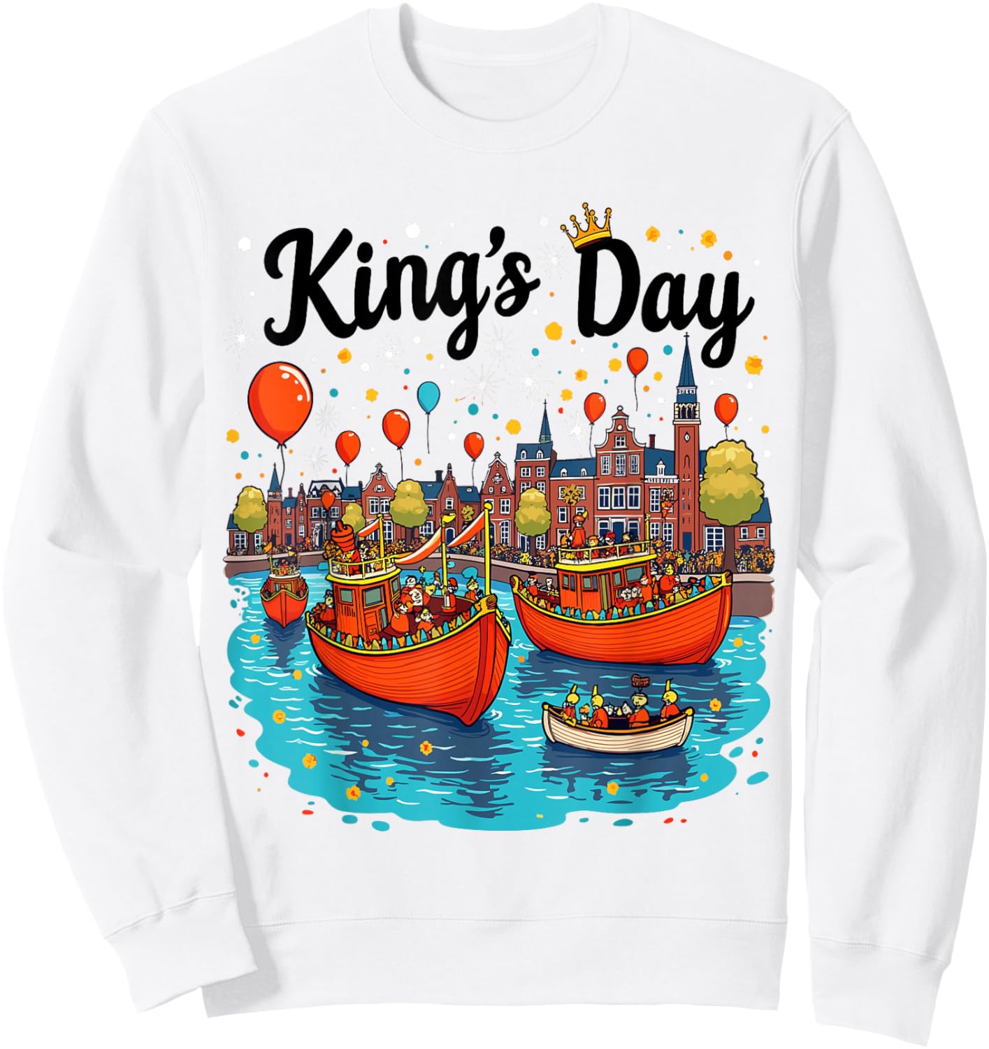 Koningsdag Netherlands 2025 Crown Funny Kings Day Amsterdam Sweatshirt - Sweatshirt | White
