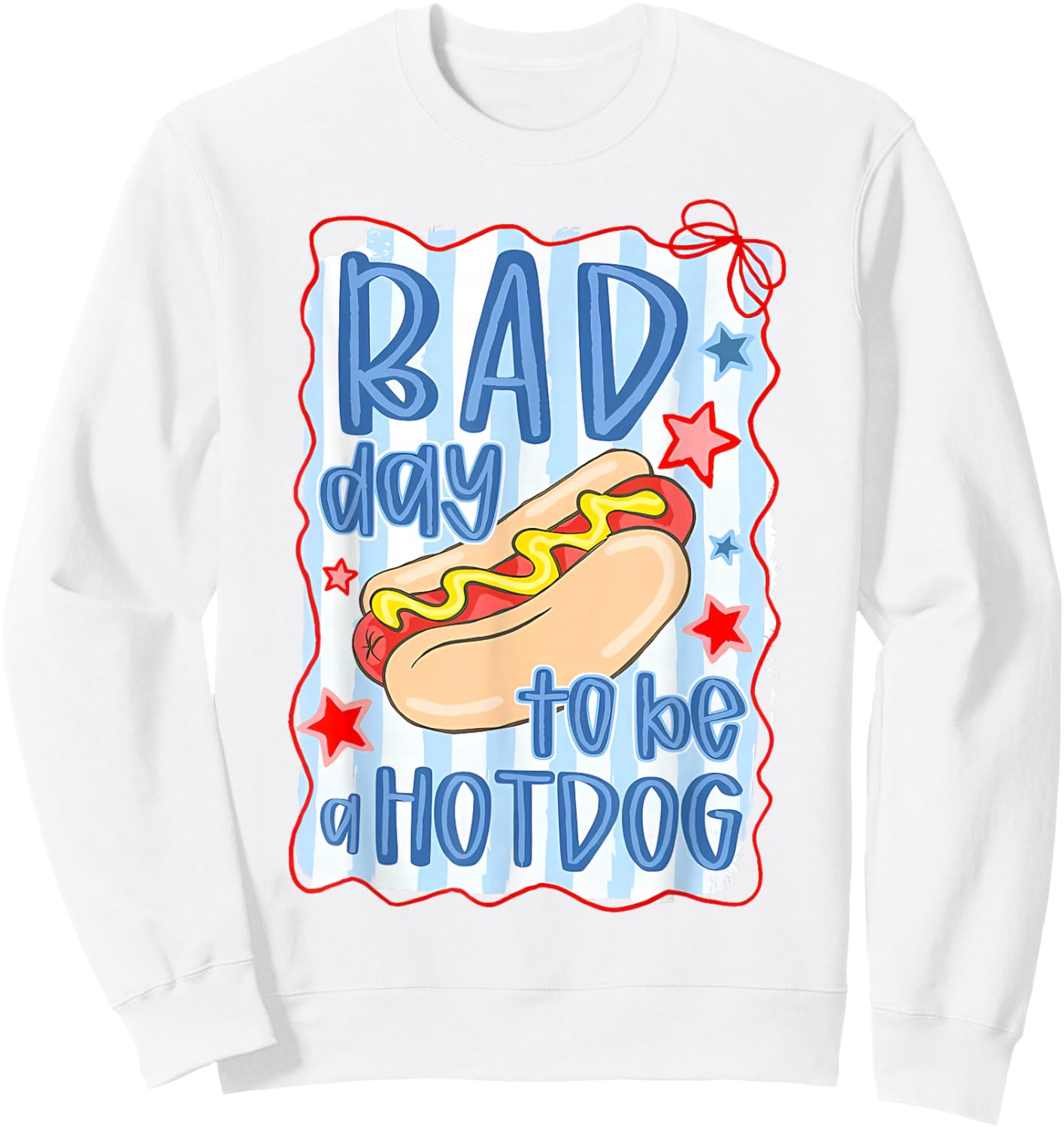 Bad Day to Be A Hotdog Coquette 4th of July American Flag Sweatshirt - Sweatshirt | White
