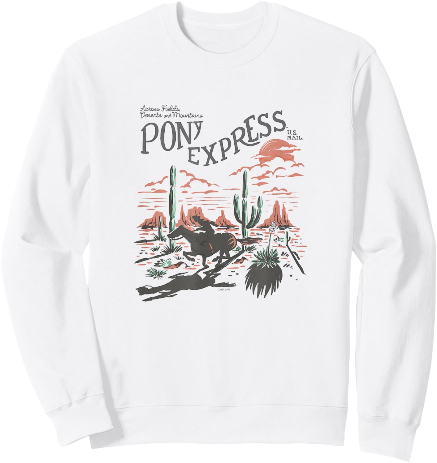 USPS - Pony Express Across Fields, Deserts, and Mountains Sweatshirt - Sweatshirt | White