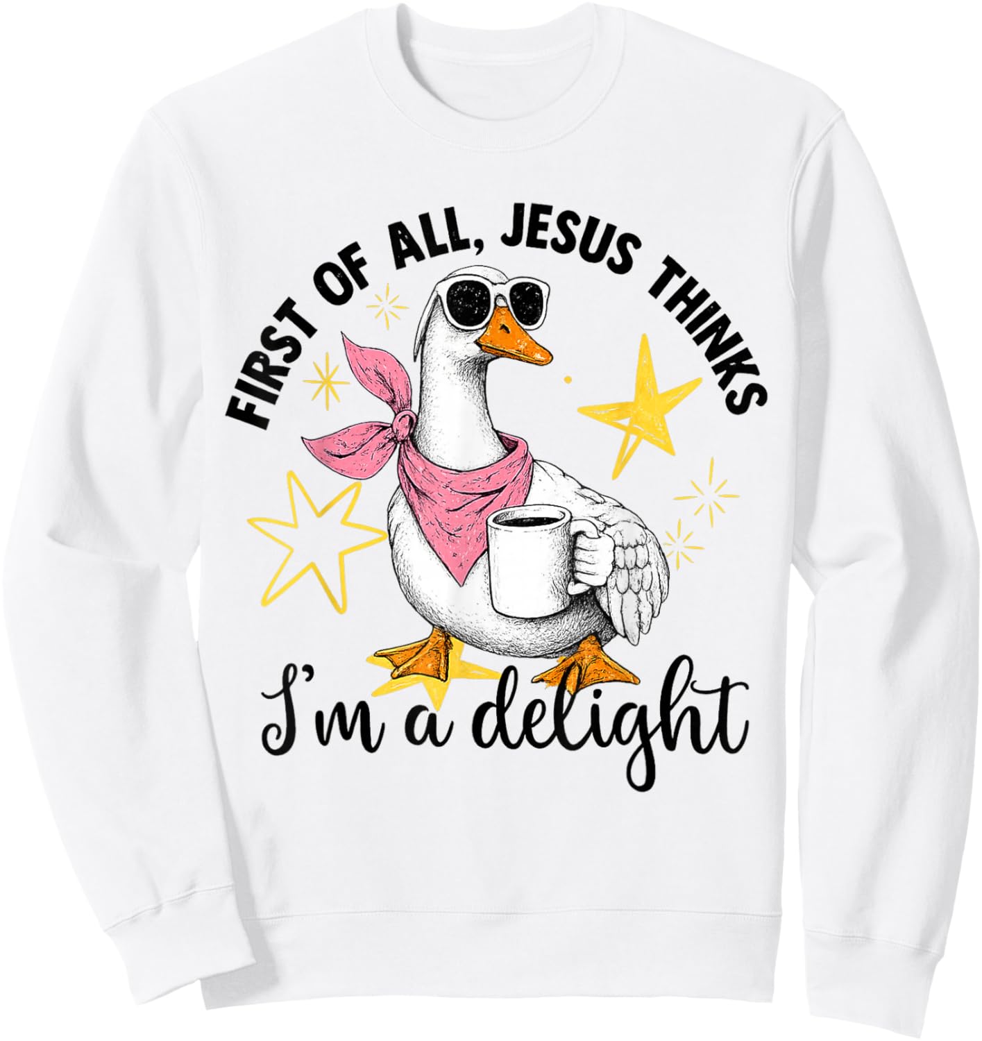 First of All Jesus Thinks I'm A Delight Flog Goose Sweatshirt - Sweatshirt | White