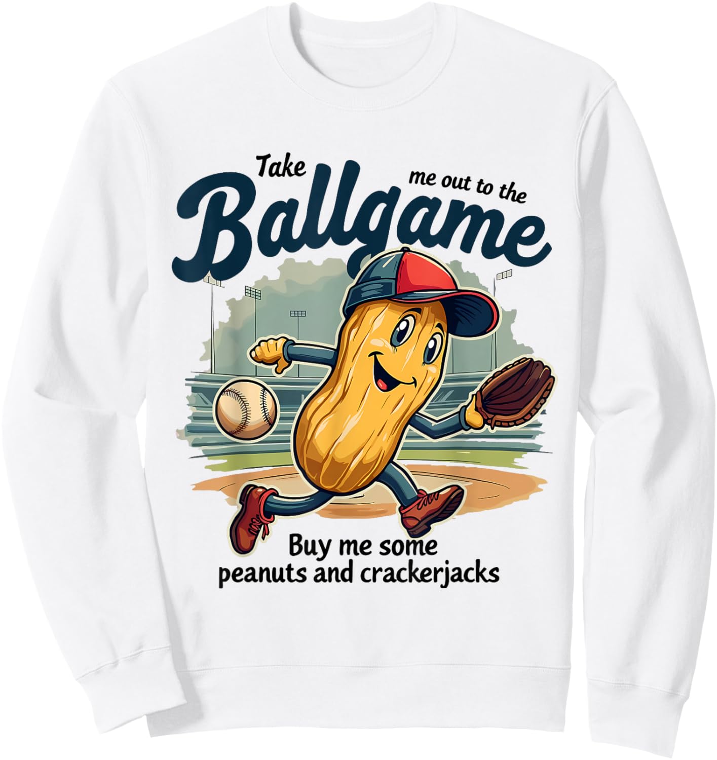 Funny Peanuts Take Me Out To The Ball Game Baseball Mothers Sweatshirt - Sweatshirt | White