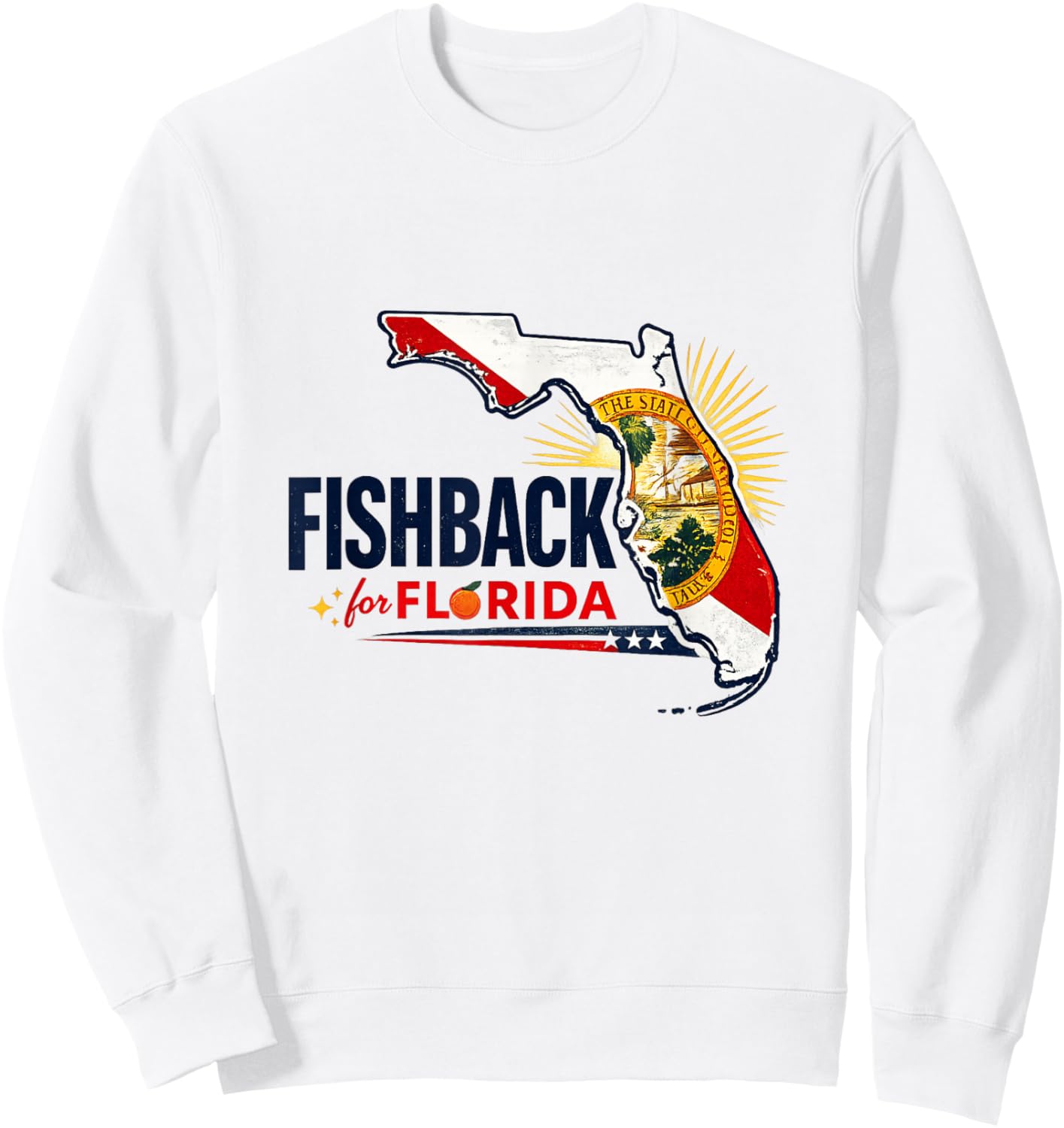 Bold Florida First, Florida Orange Fishback State Leadership Sweatshirt - Sweatshirt | White