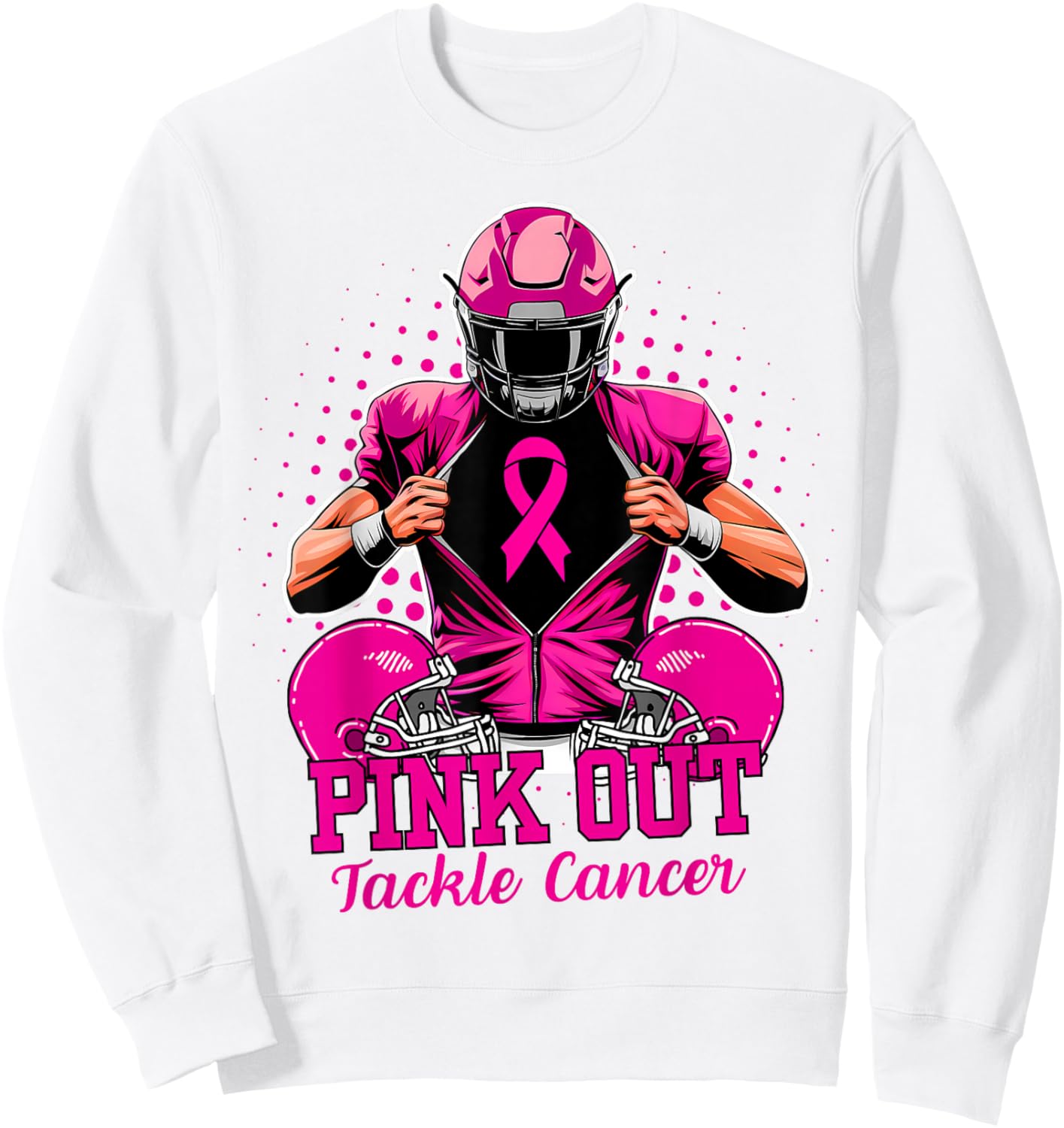 Breast Cancer Awareness Pink Ribbon Football Support Women Sweatshirt - Sweatshirt | White