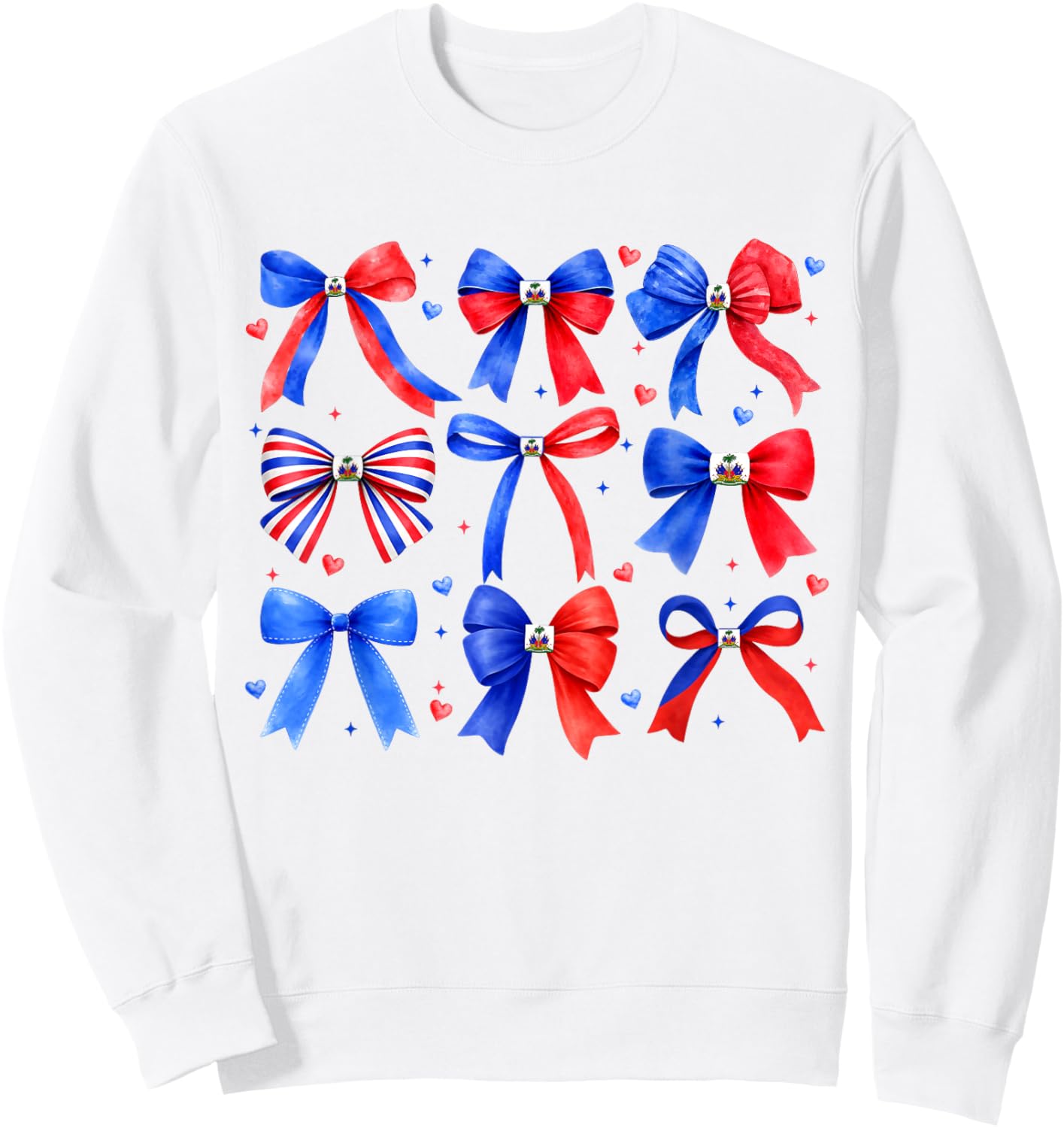 Cute Coquette Haitian Flag Day Haiti Pride Women Girl Sweatshirt - Sweatshirt | White