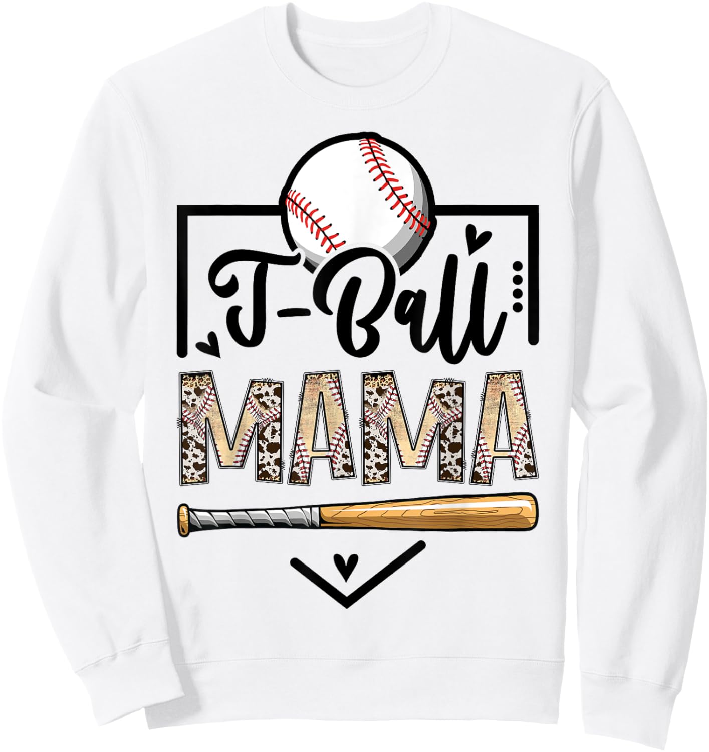 T-Ball Mama Leopard Funny Ball Game Day Sweatshirt - Sweatshirt | White