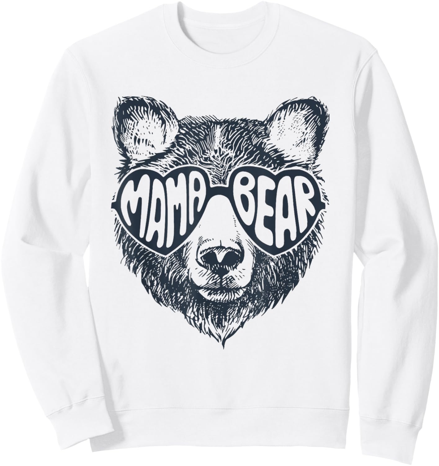 Mama Bear Face Sunglasses Print Mother's Day Sweatshirt - Sweatshirt | White