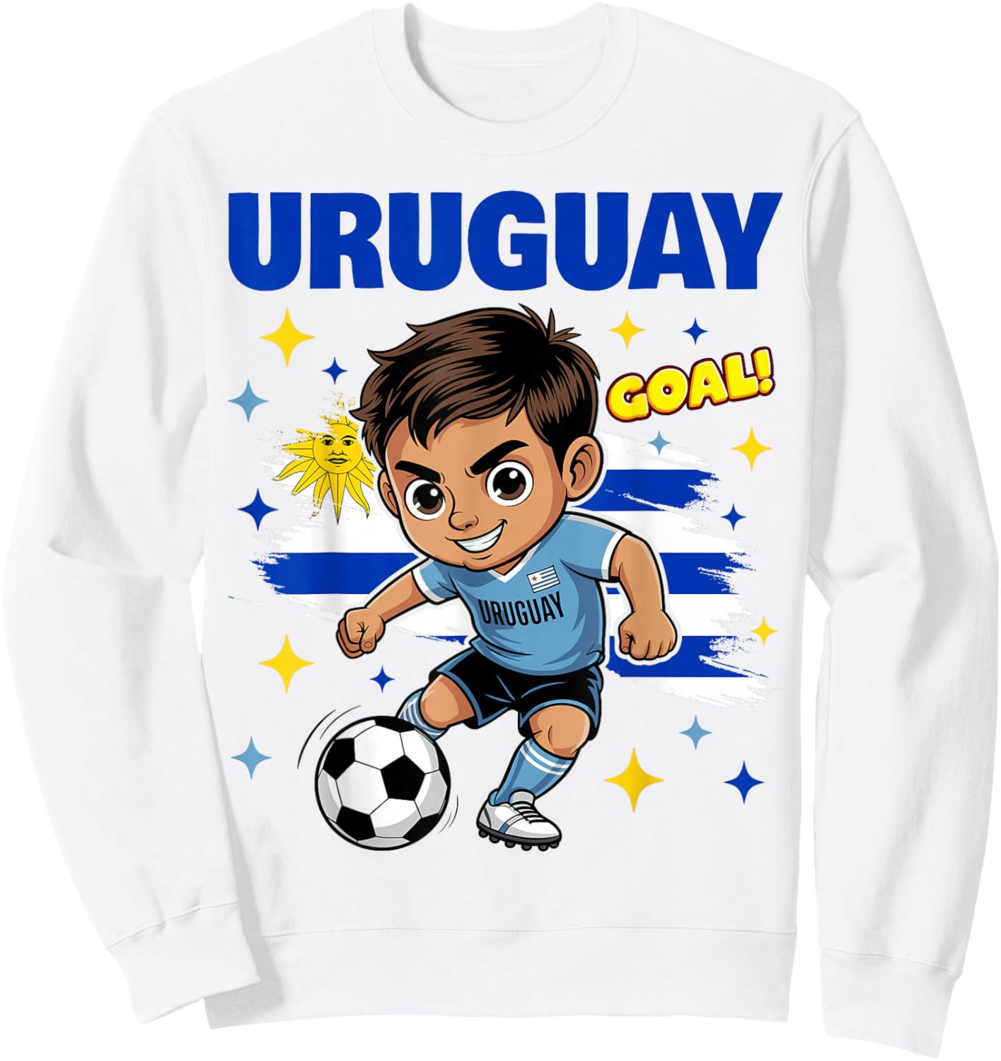 Uruguay Kid Goal Cartoon Uruguay Flag for Kids Sweatshirt - Sweatshirt | White
