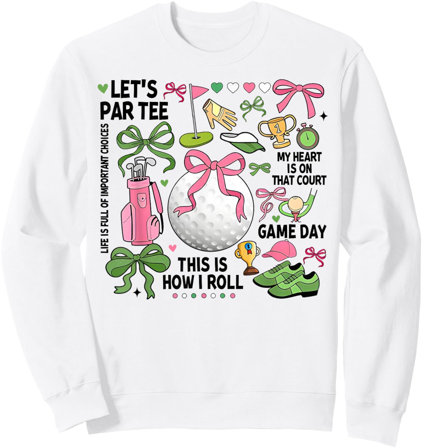 Golf Game Day Coquette Bow Golf Girls Sweatshirt - Sweatshirt | White