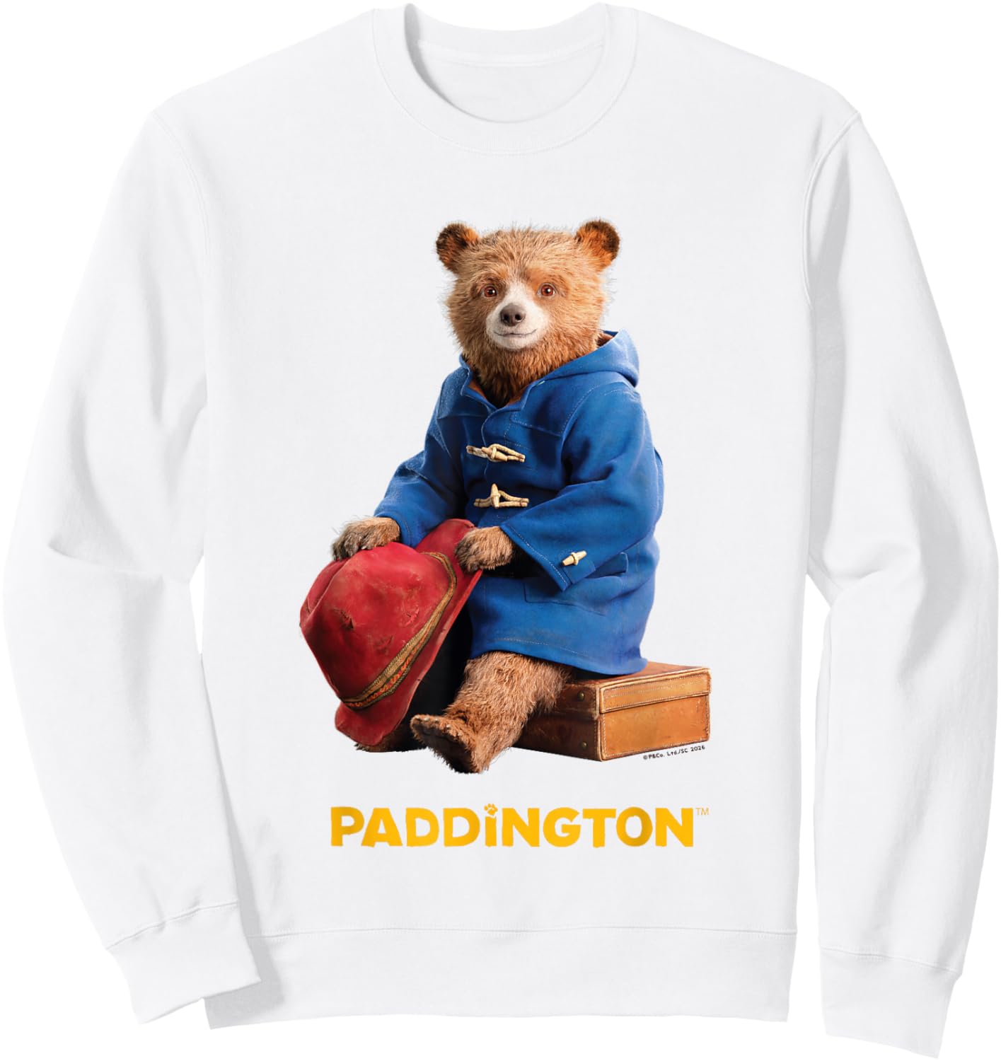 Paddington Bear in Peru Sat on Suitcase Sweatshirt - Sweatshirt | White