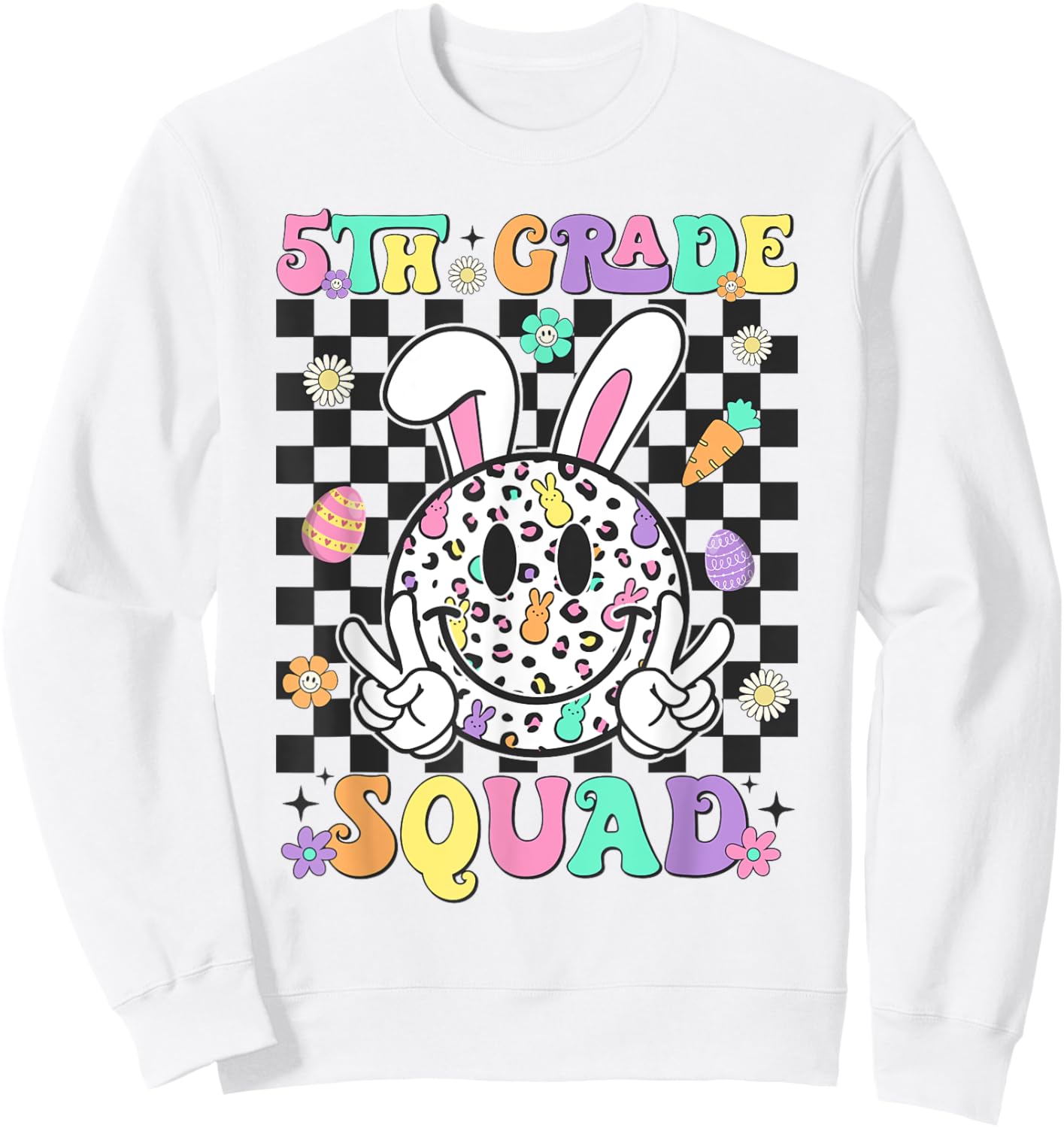 5th Grade Squad Rabbit Bunny Easter Day Teacher Student Sweatshirt - Sweatshirt | White