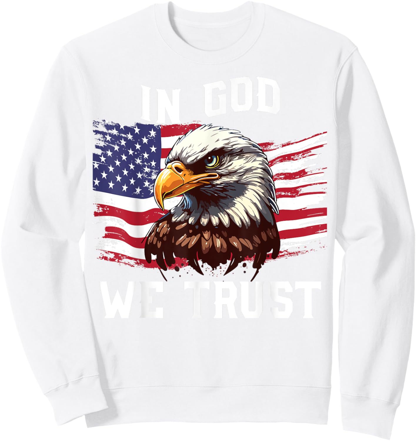 Men In God We Trust 4th July American Flag Eagle Boy Toddler Sweatshirt - Sweatshirt | White