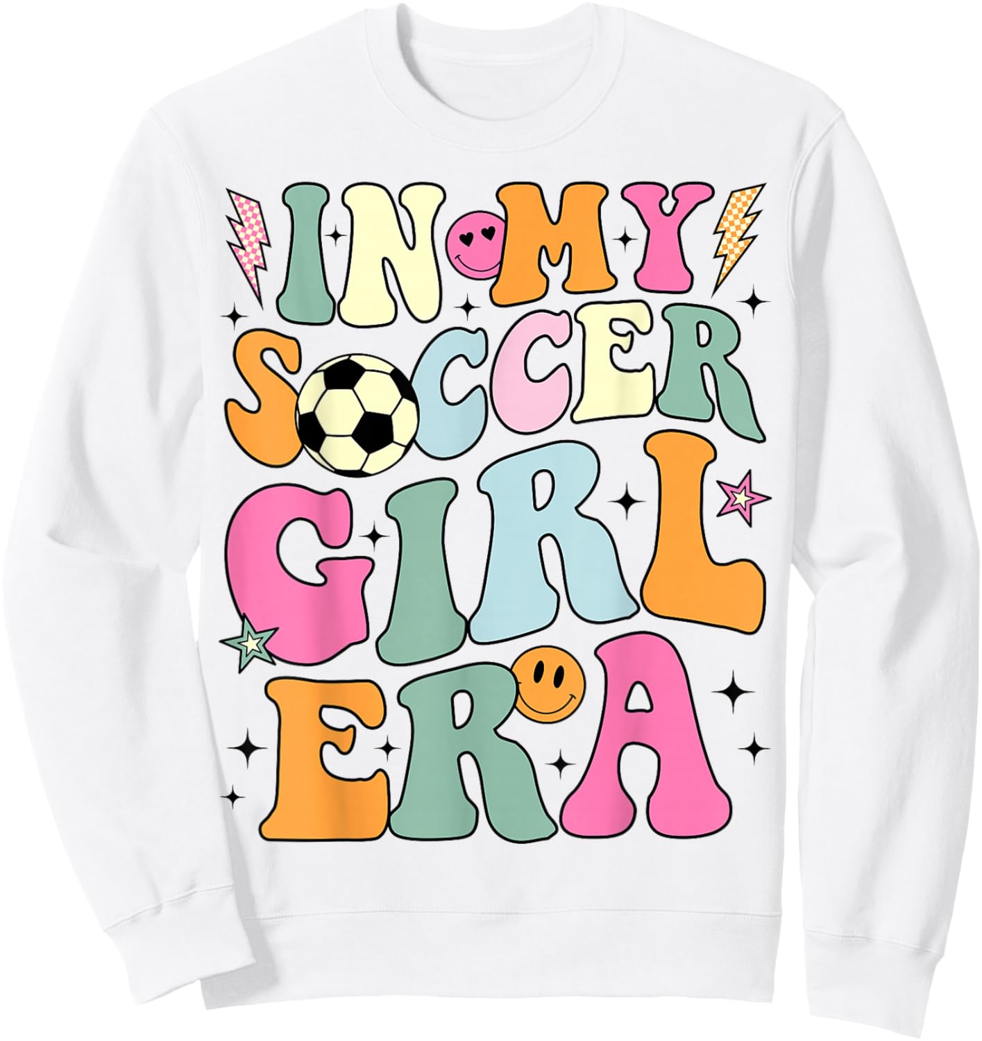 In My Soccer Girl Era Retro Groovy Soccer Girl Sweatshirt - Sweatshirt | White
