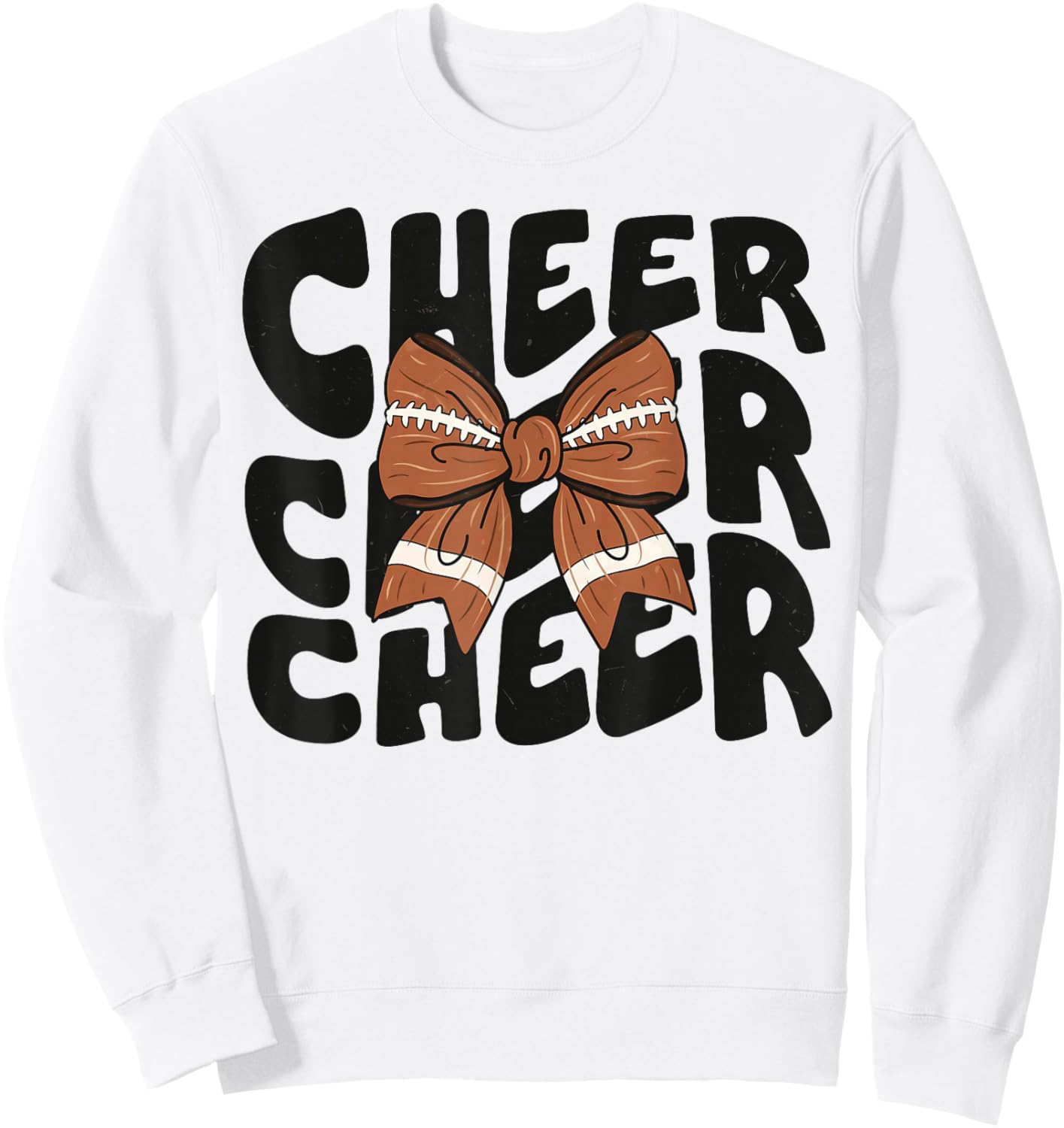 Cheer Coquette Bow American Football Game Day Thanksgiving Sweatshirt - Sweatshirt | White