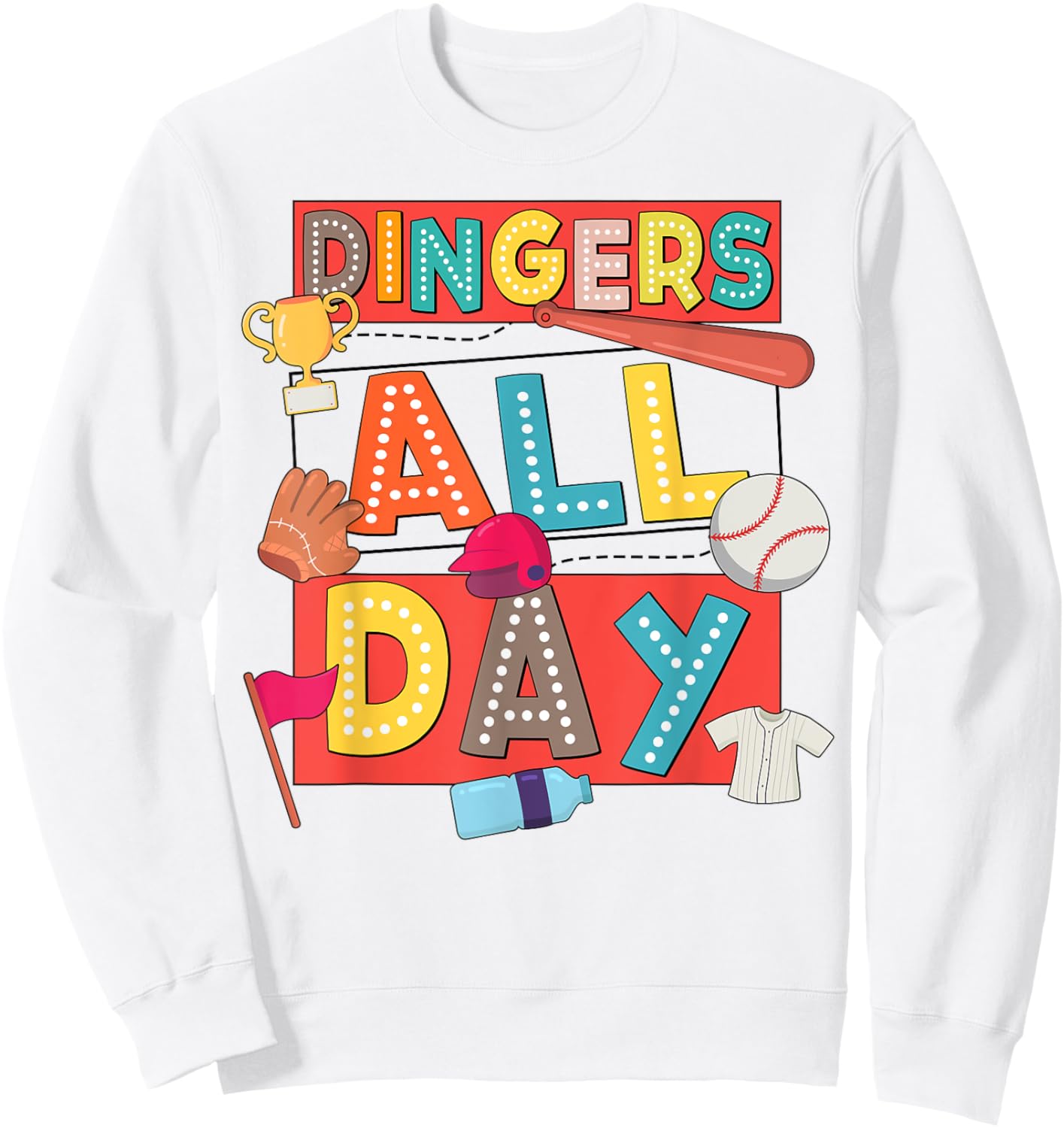 Baseball Mom Dad Biggest Fan Game Day Vibes Dingers All Day Sweatshirt - Sweatshirt | White