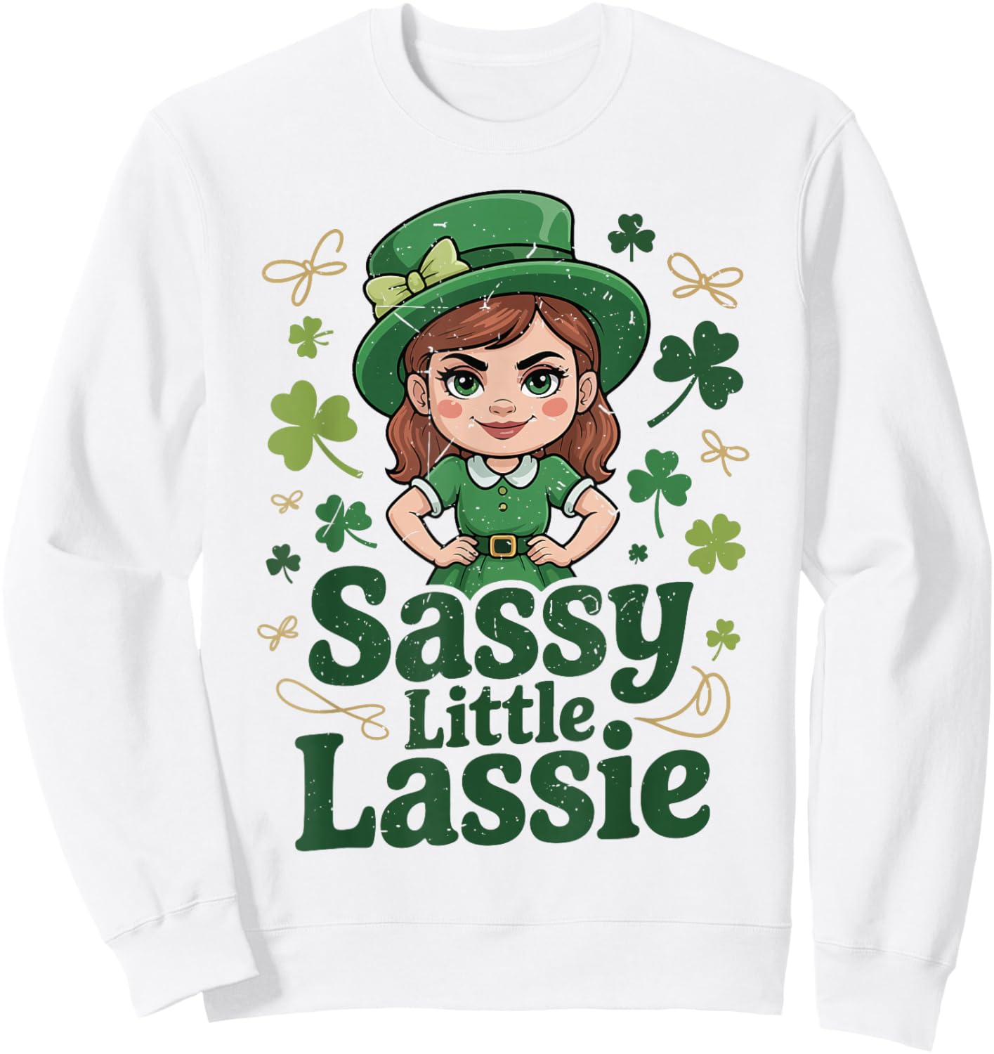 Baby Sassy Little Lassie Irish Girl St Patricks Day Toddler Sweatshirt - Sweatshirt | White
