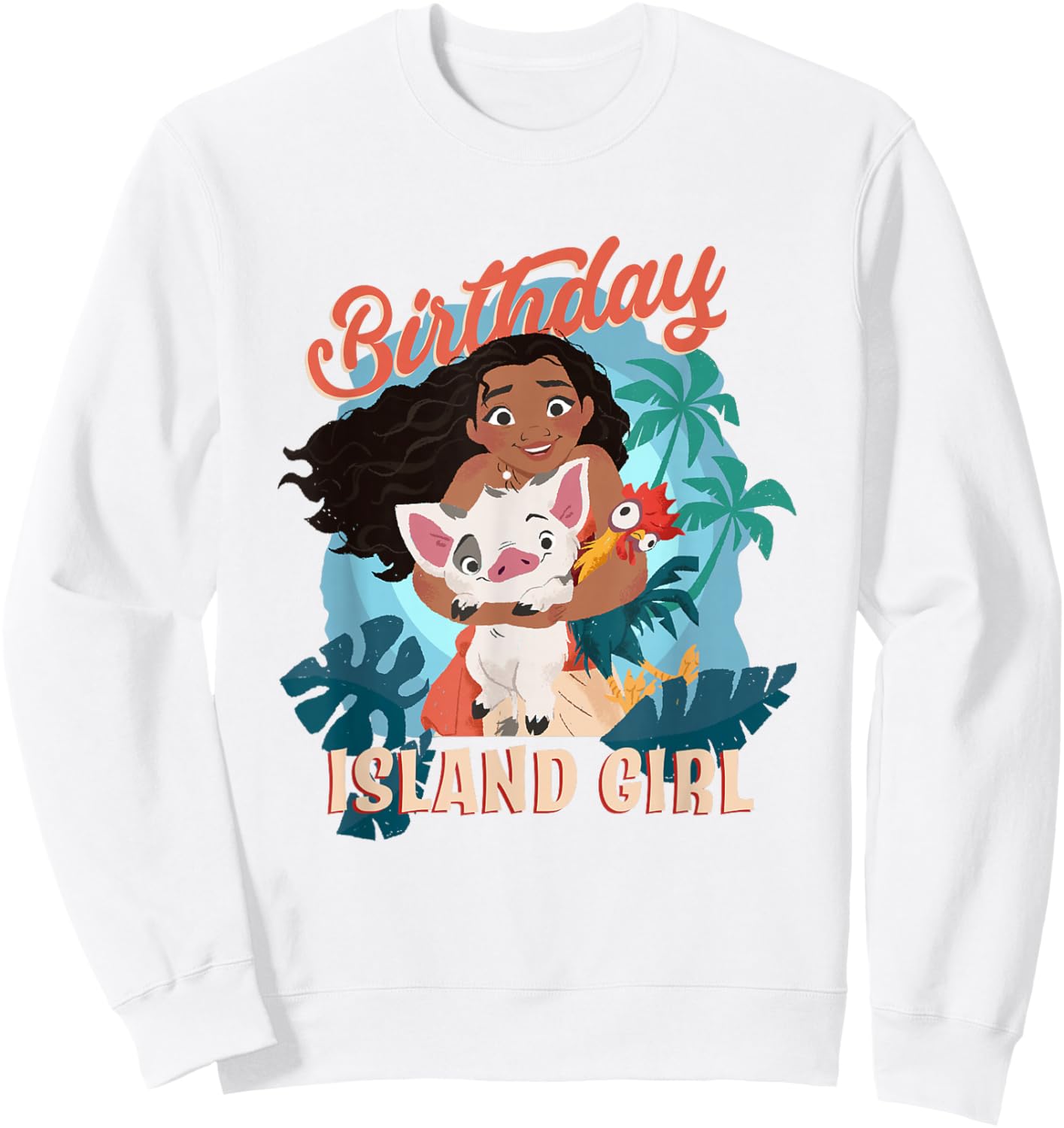 Disney Moana Birthday Island Girl Moana Pua HEI HEI Big Logo Sweatshirt - Sweatshirt | White