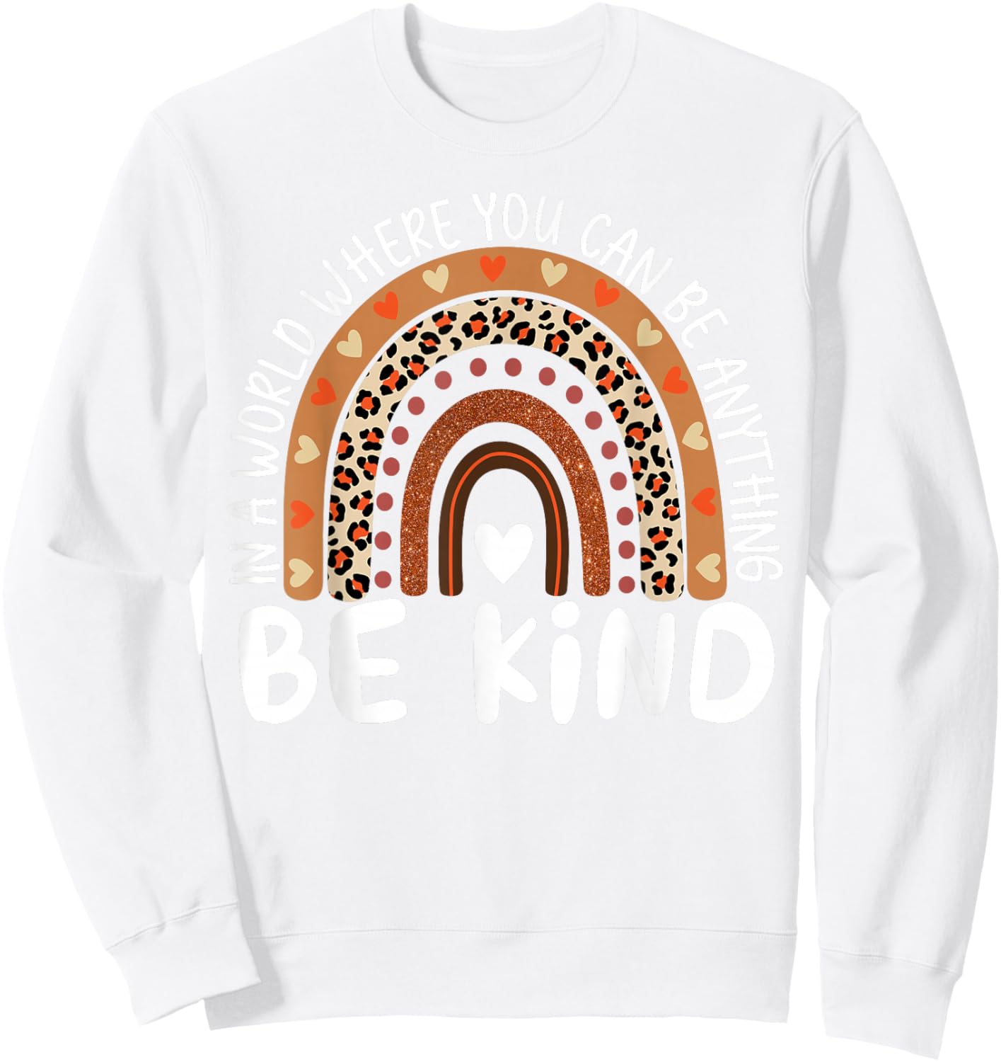Unity Day Orange Anti Bullying Kids Girls Leopard Rainbow Sweatshirt - Sweatshirt | White