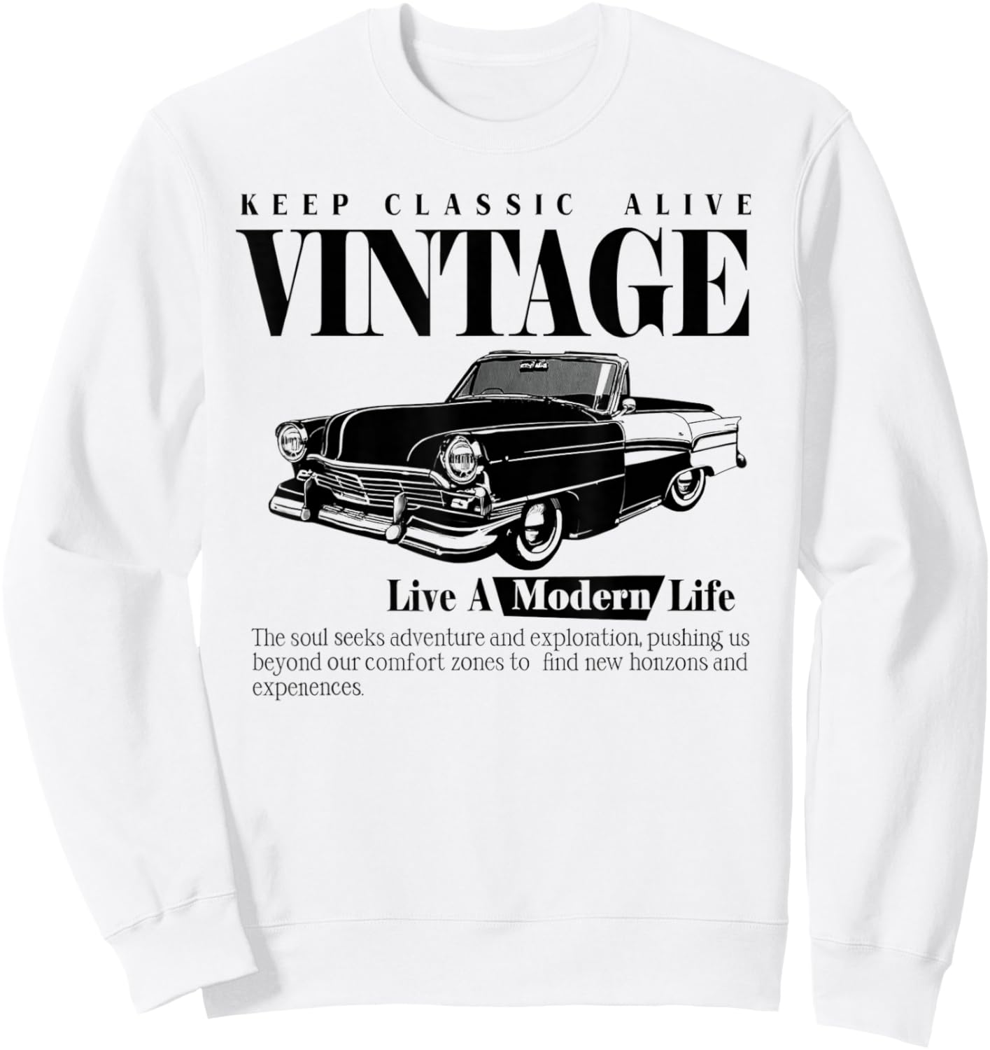 Keep Classic Alive Vintage Y2k Sweatshirt - Sweatshirt | White
