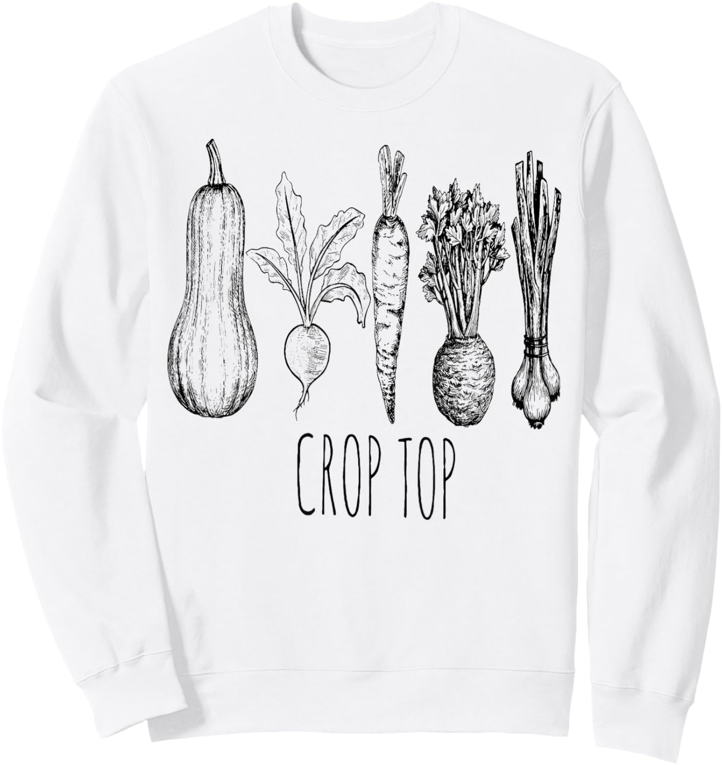 Crop Top Funny Gardening Pun Vegetable Art Sweatshirt - Sweatshirt | White