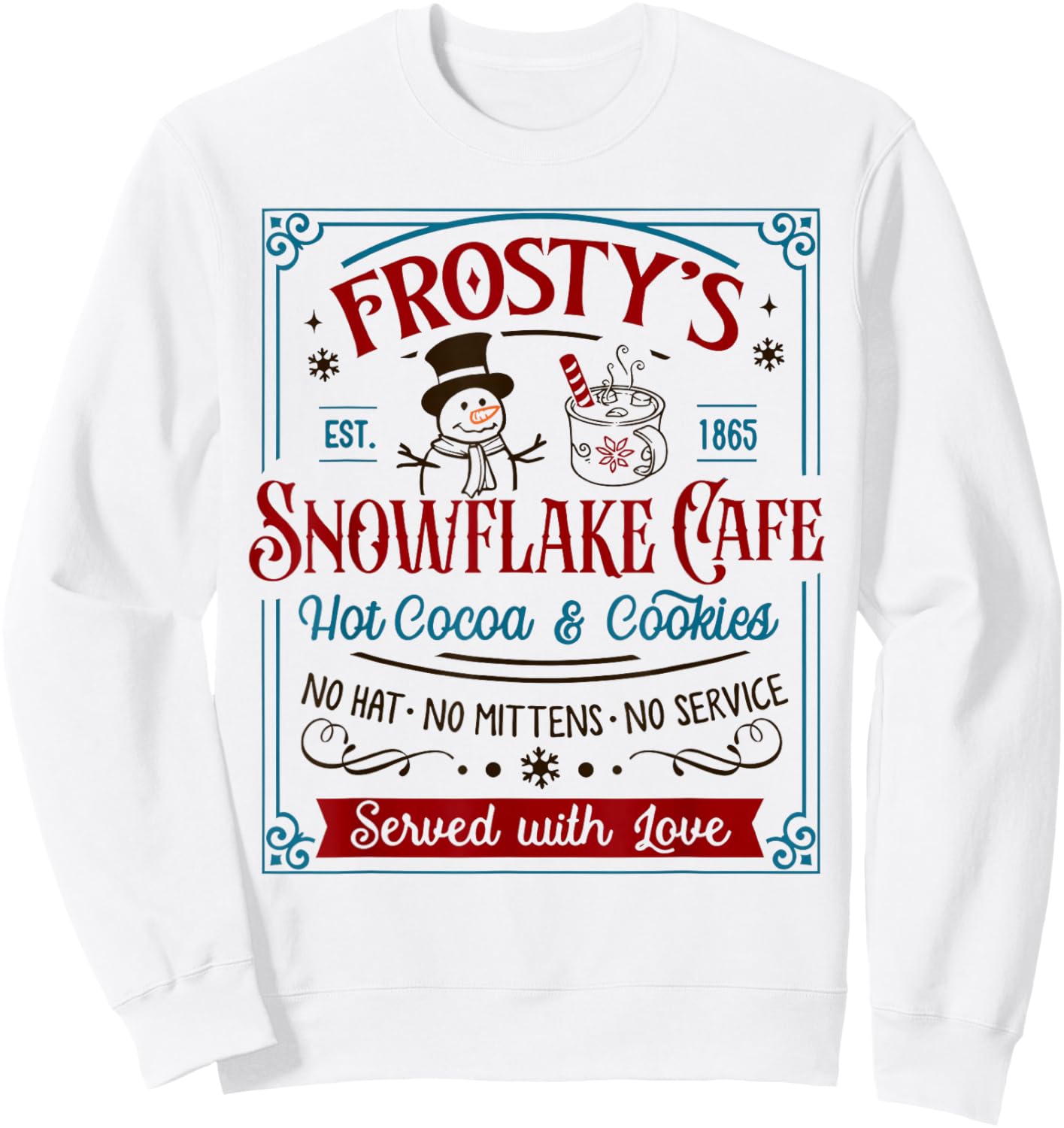 Old Fashioned Frosty's Snowflake Cafe Coffee Lovers Xmas Sweatshirt - Sweatshirt | White