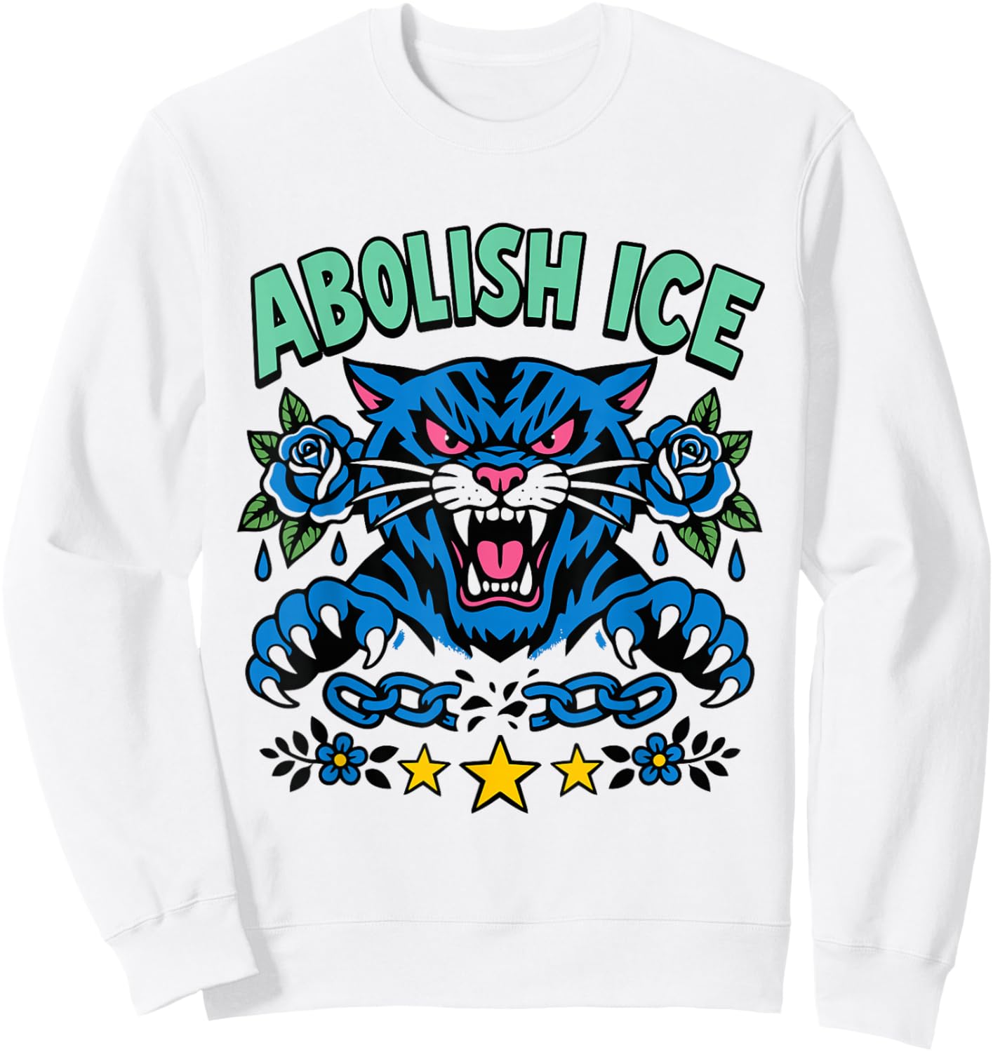 Abolish ICE Cat Sweatshirt - Sweatshirt | White