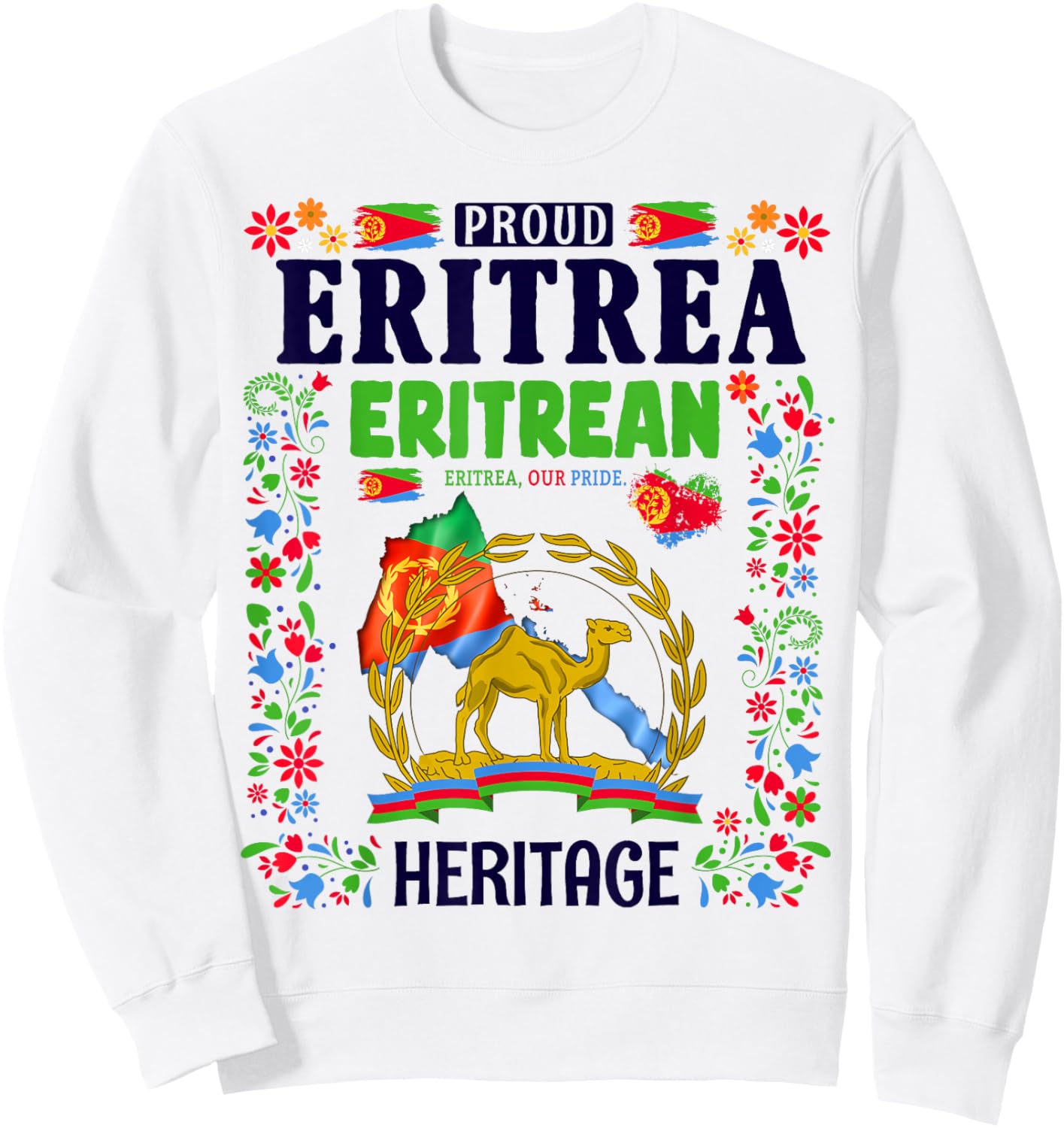Eritrea Flag Themed Outfit Idea For Kids With Eritrean Flag Sweatshirt - Sweatshirt | White