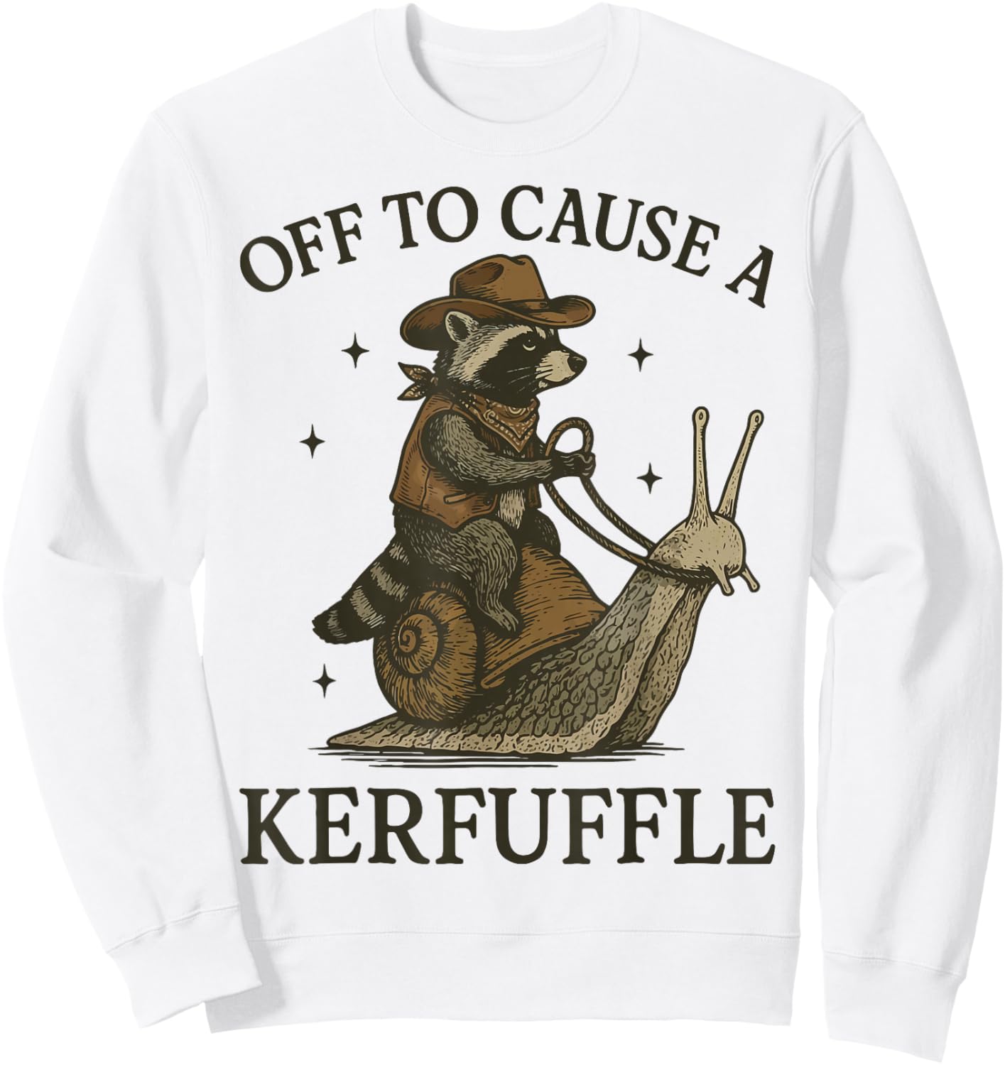 Off to Cause A Kerfuffle Raccoon Sweatshirt - Sweatshirt | White
