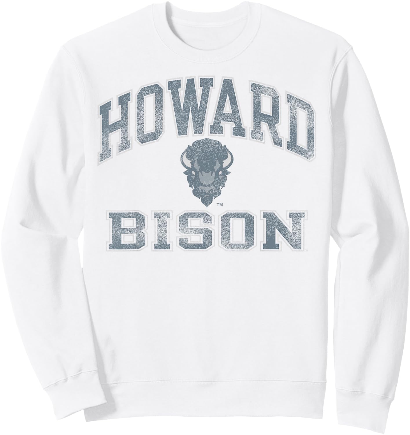 Howard Bison Vintage Worn Gray Officially Licensed Sweatshirt - Sweatshirt | White