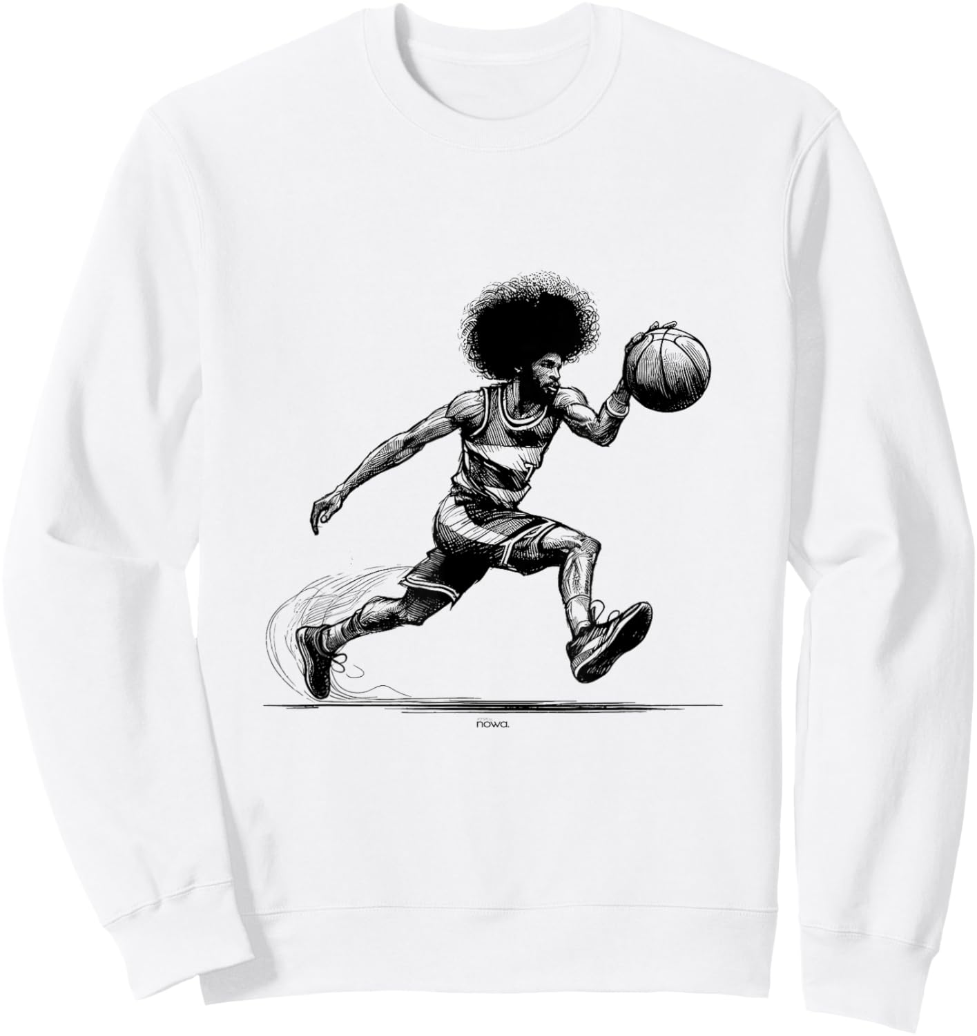 Doctor J Legendary Afro Dribbler Basketball Sweatshirt - Sweatshirt | White