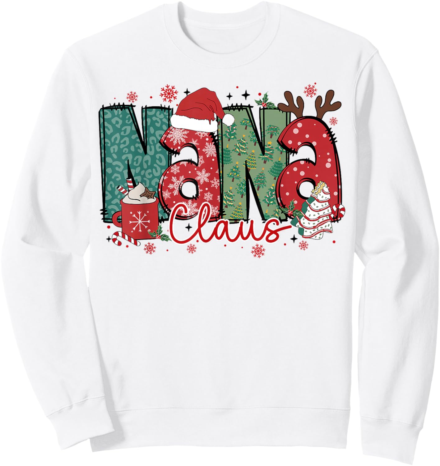 Nana Claus Christmas Pajama Santa Claus Family Matching Sweatshirt - Sweatshirt | White